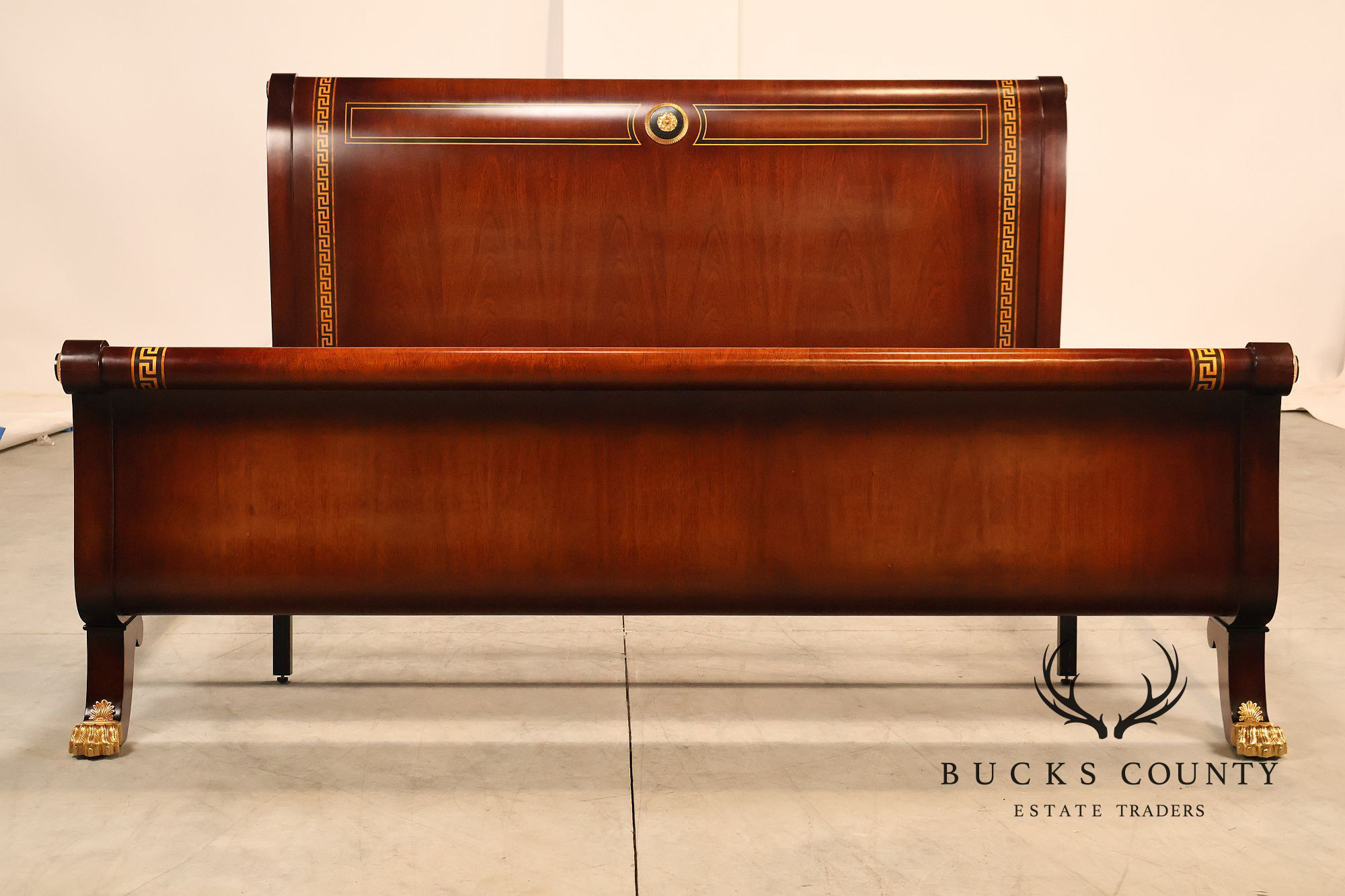 Mariner Fine Furniture Empire Style King Size Mahogany Sleigh Bed