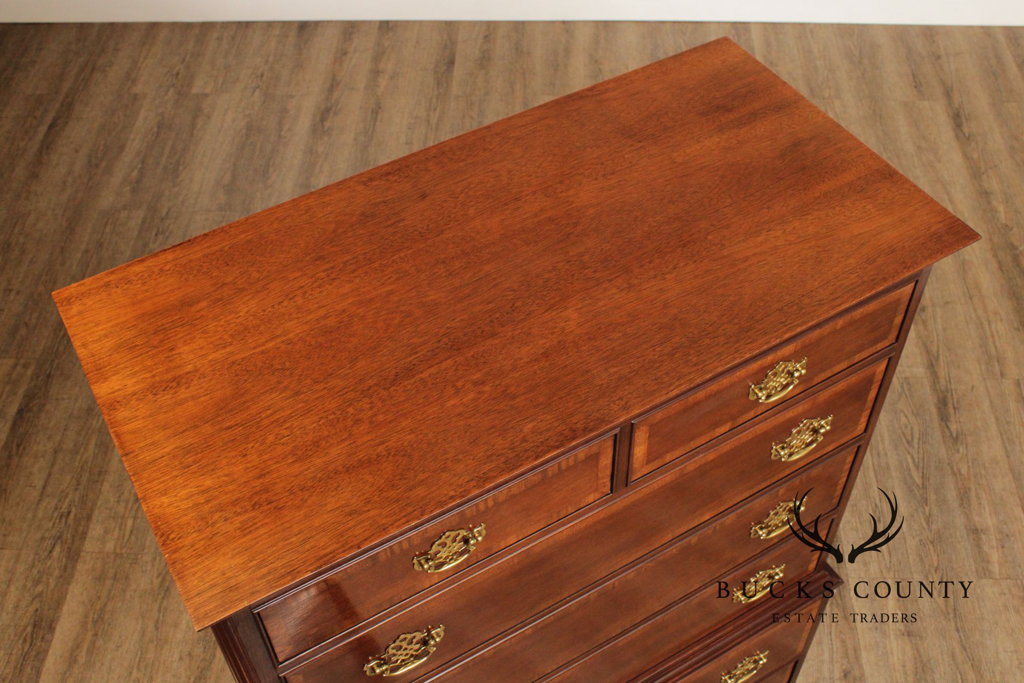 Hickory Furniture Inlaid Mahogany Chippendale Style Tall Chest of Drawers