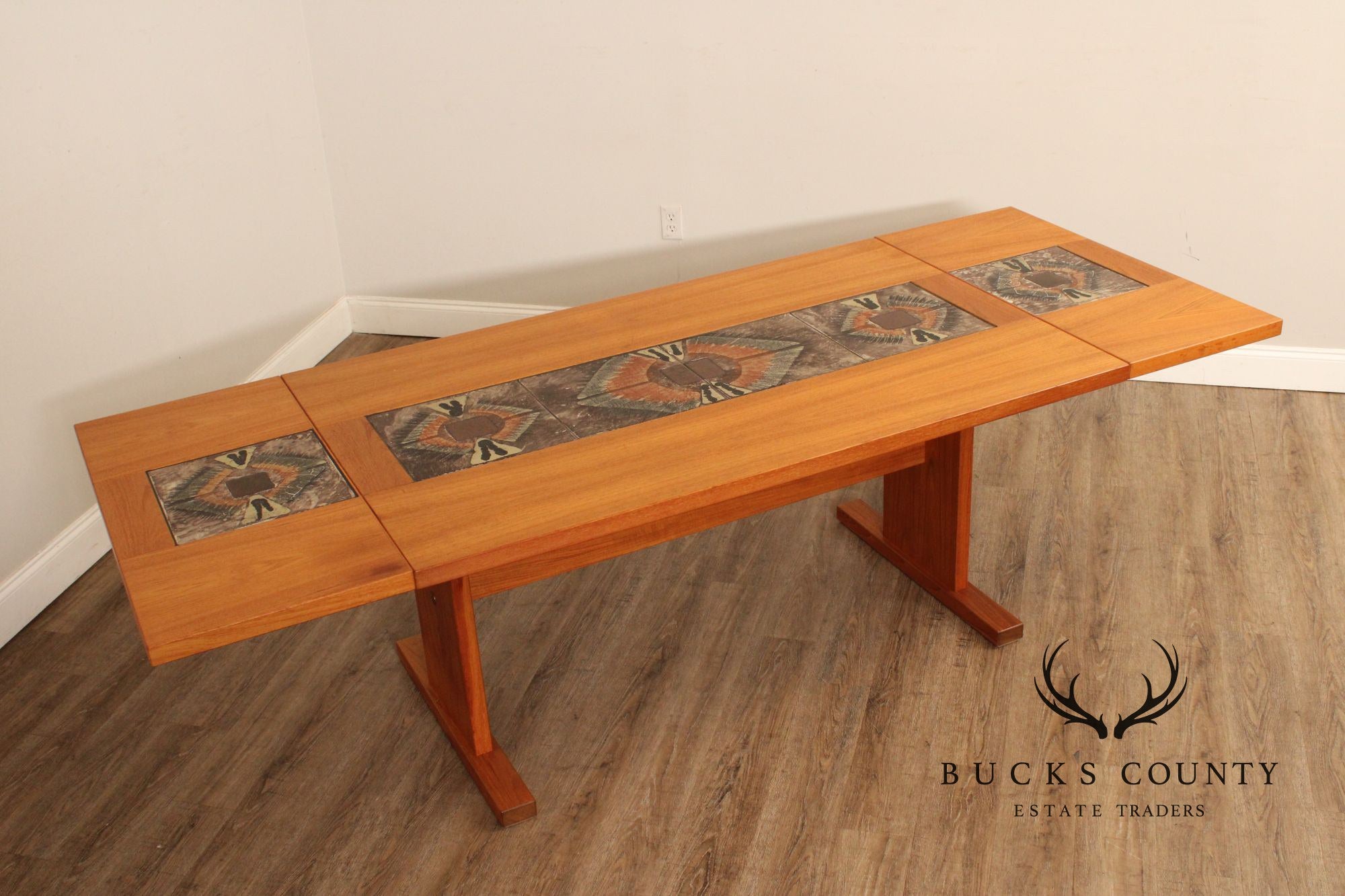 Gangsø Mobler Danish Modern Tile Inset Teak Drop Leaf Dining Table