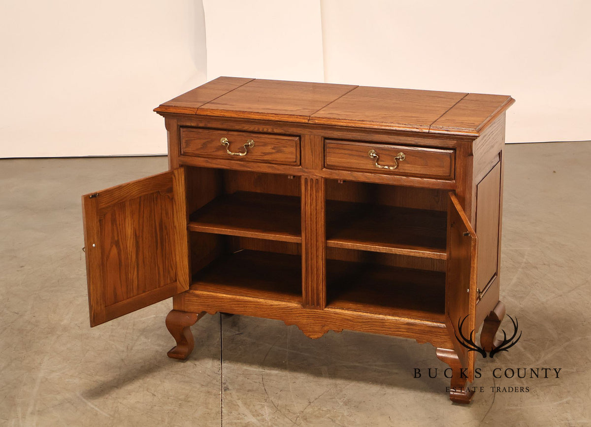 Ethan Allen Rustic Style Oak Flip Top Server