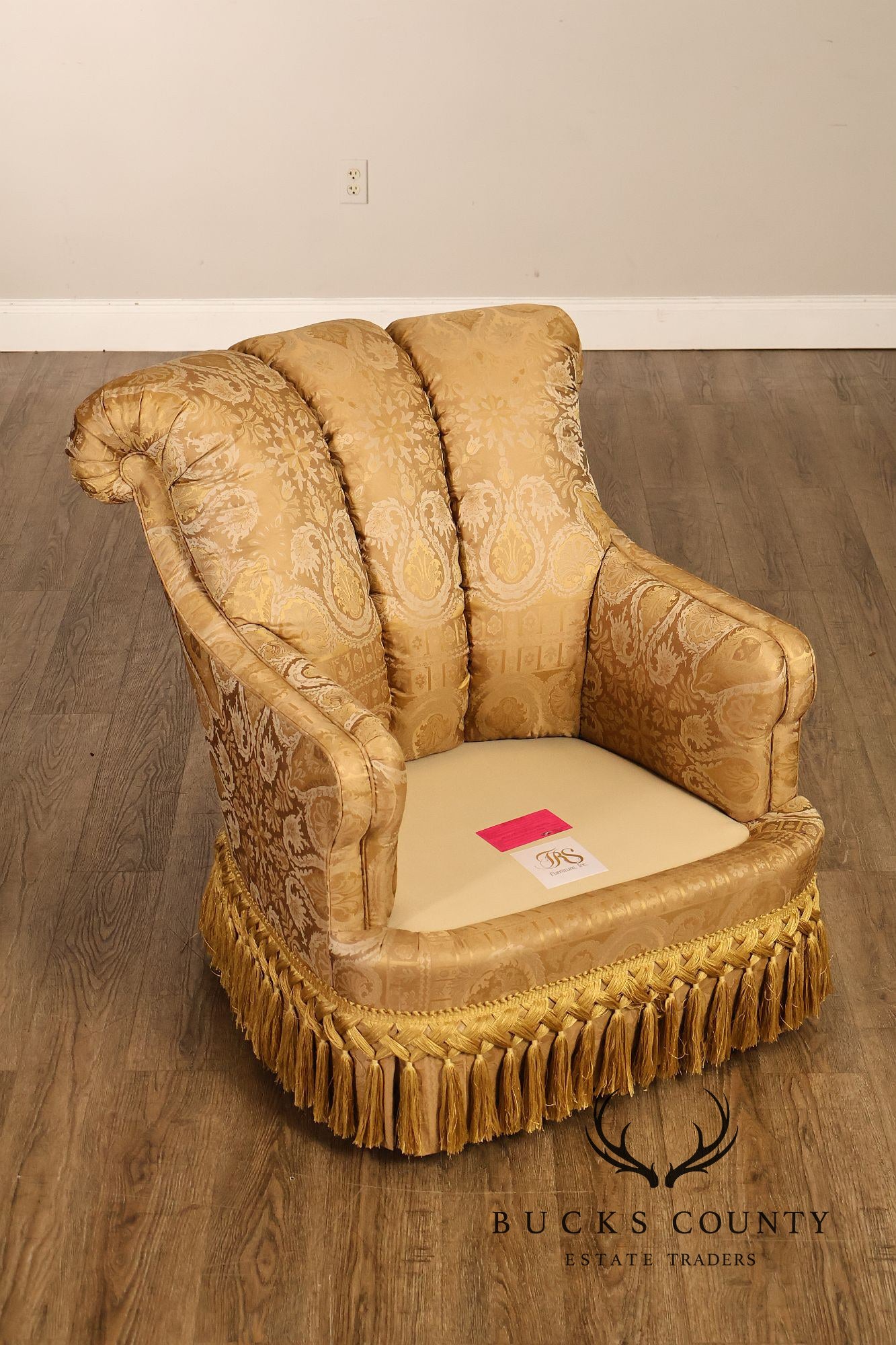 TRS Furniture Traditional Gold D amask Upholstered Lounge Chair And Ottoman