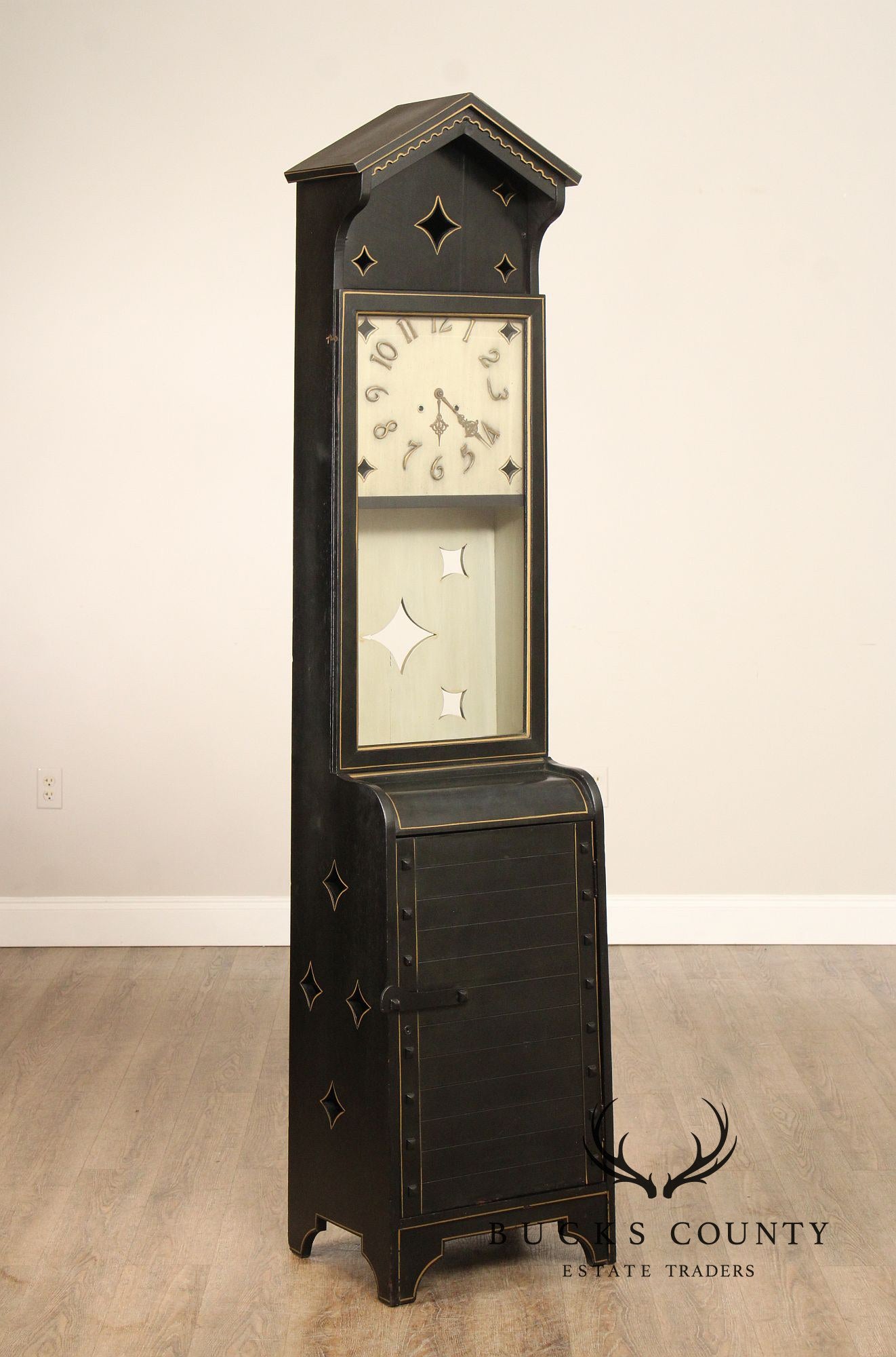 Shop Of The Crafters Antique Oak Ebonized Grandfather Clock