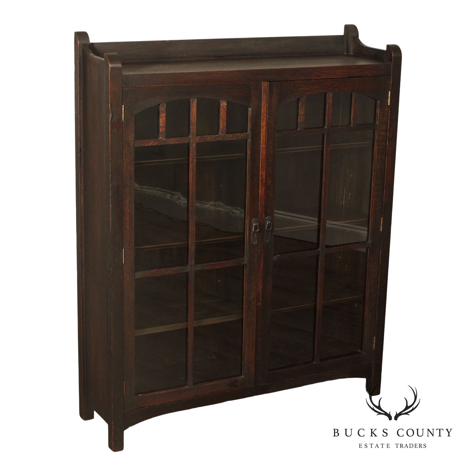 Antique Mission Oak Glass Door Bookcase