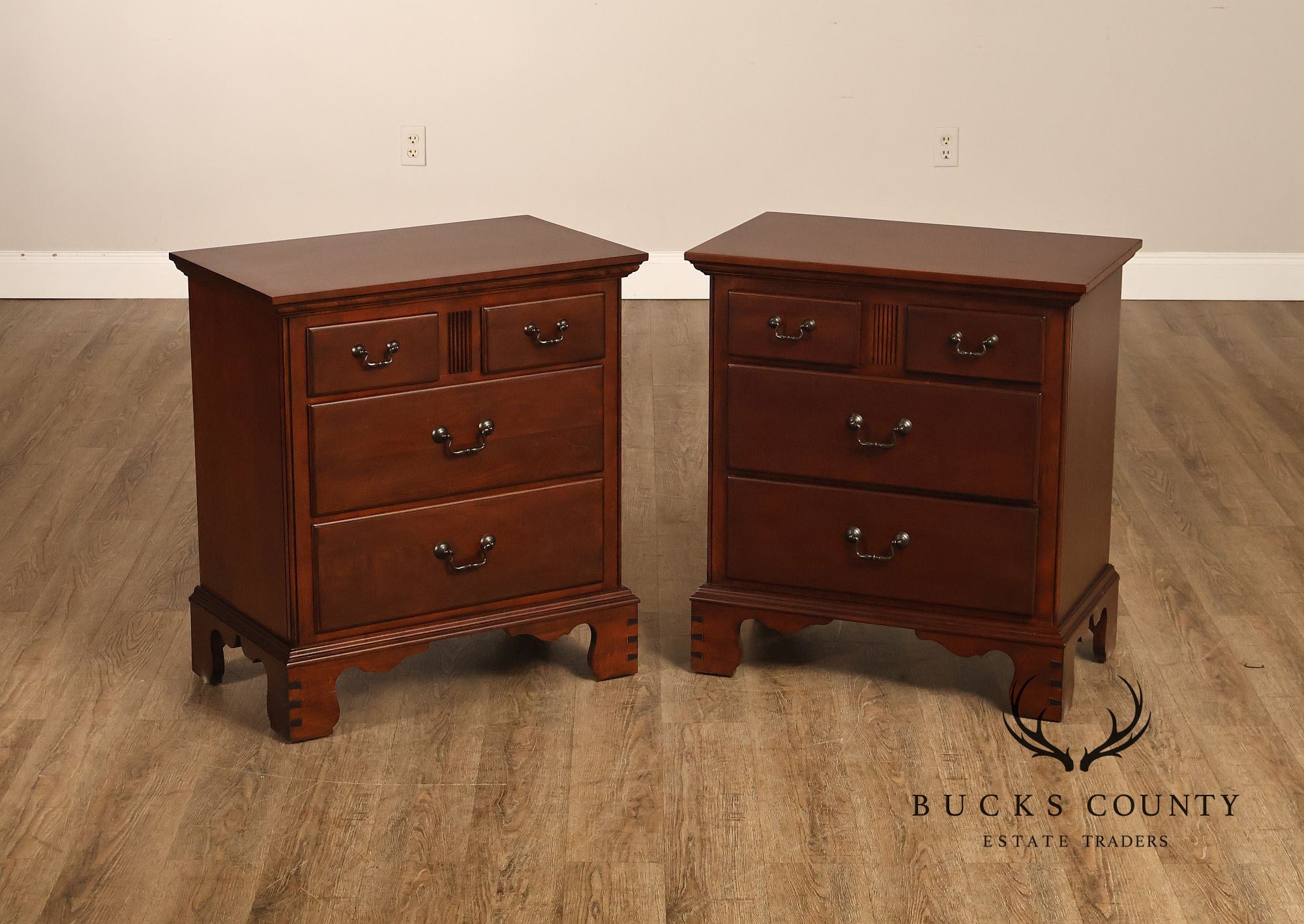 Pennsylvania House Chippendale Style Pair of Cherry Nightstands