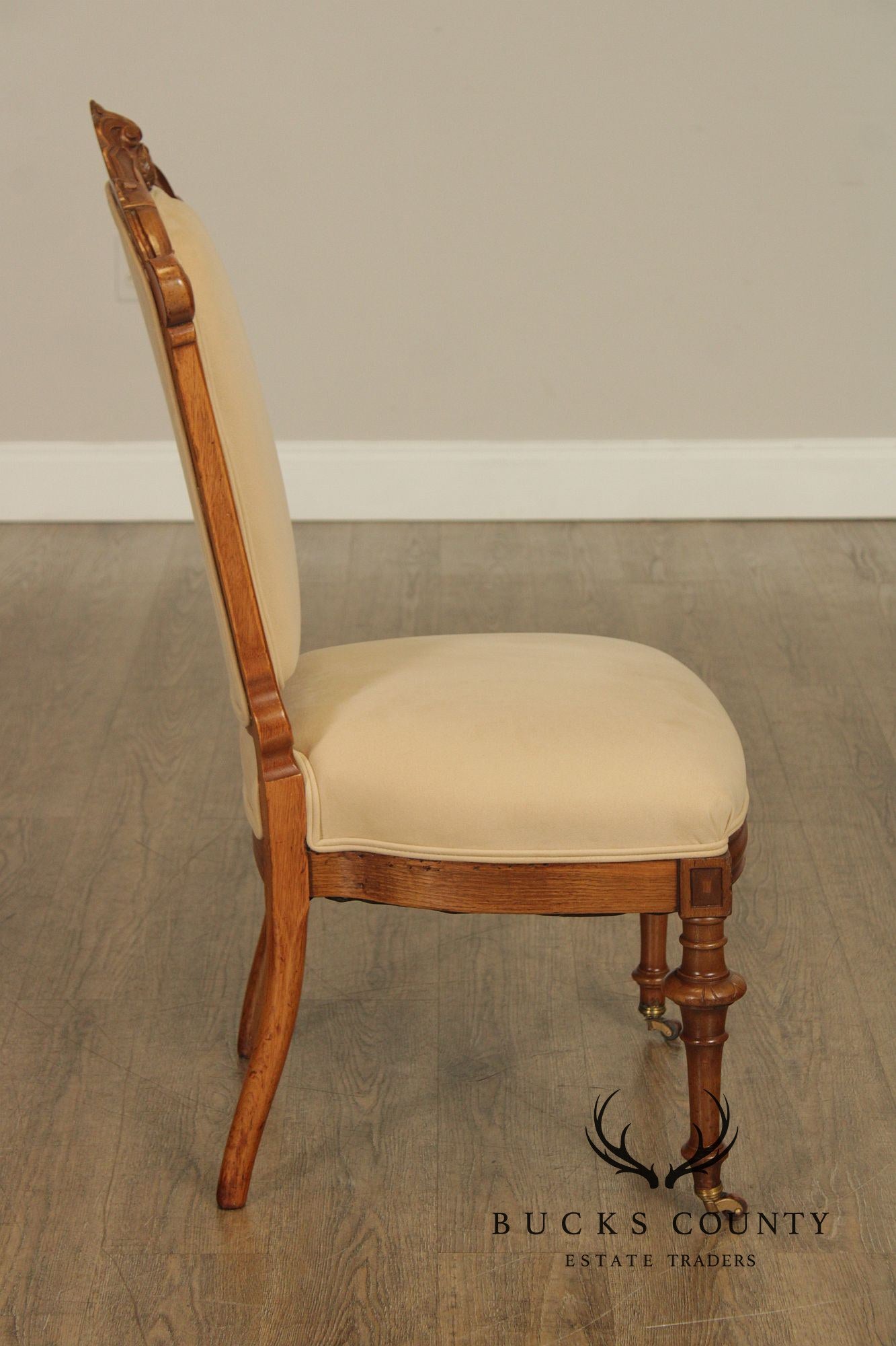 Antique Victorian Pair of Walnut Parlor Side Chairs