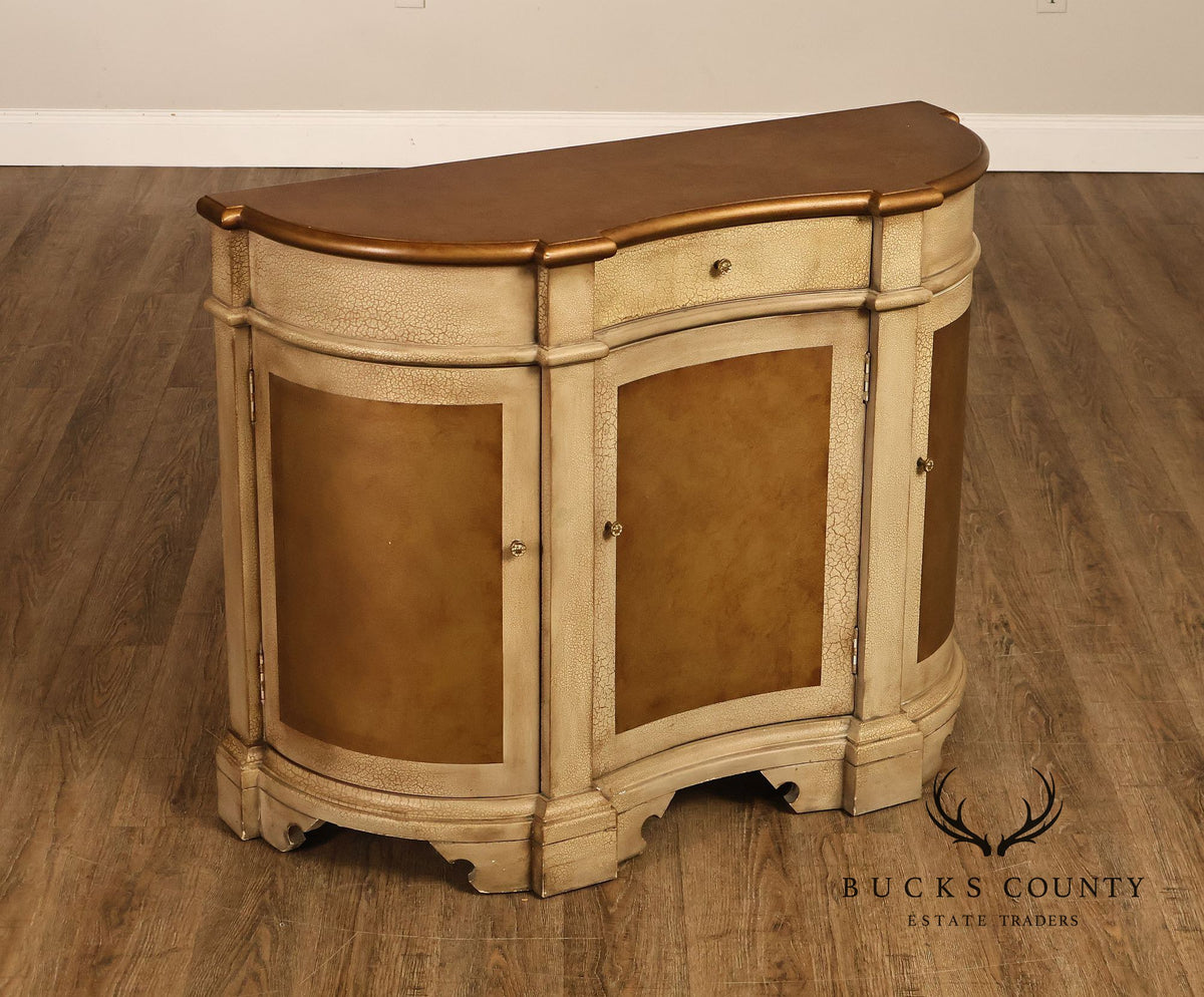 Painted Demilune Three Door Sideboard Cabinet