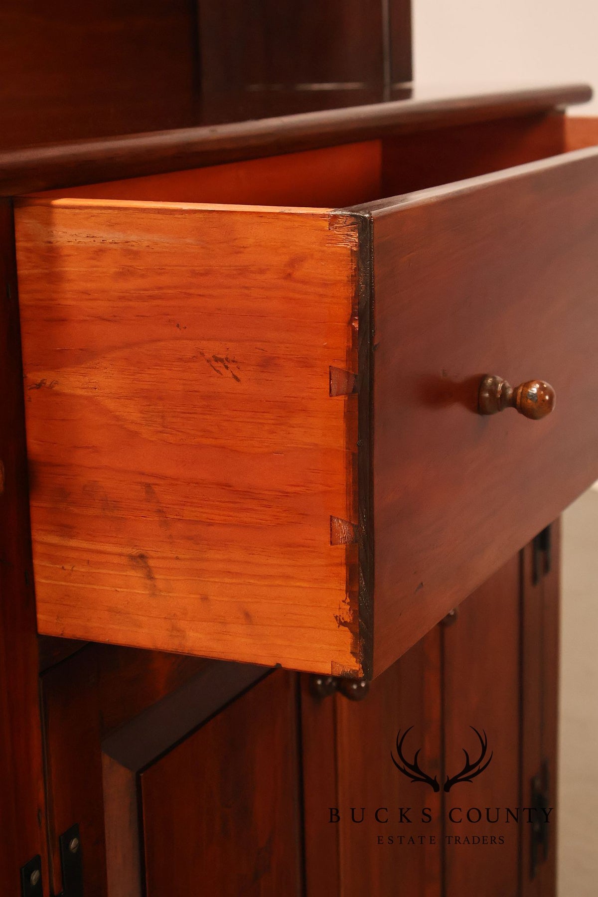 D.R. Dimes Pine Two-Piece Step-Back Cupboard