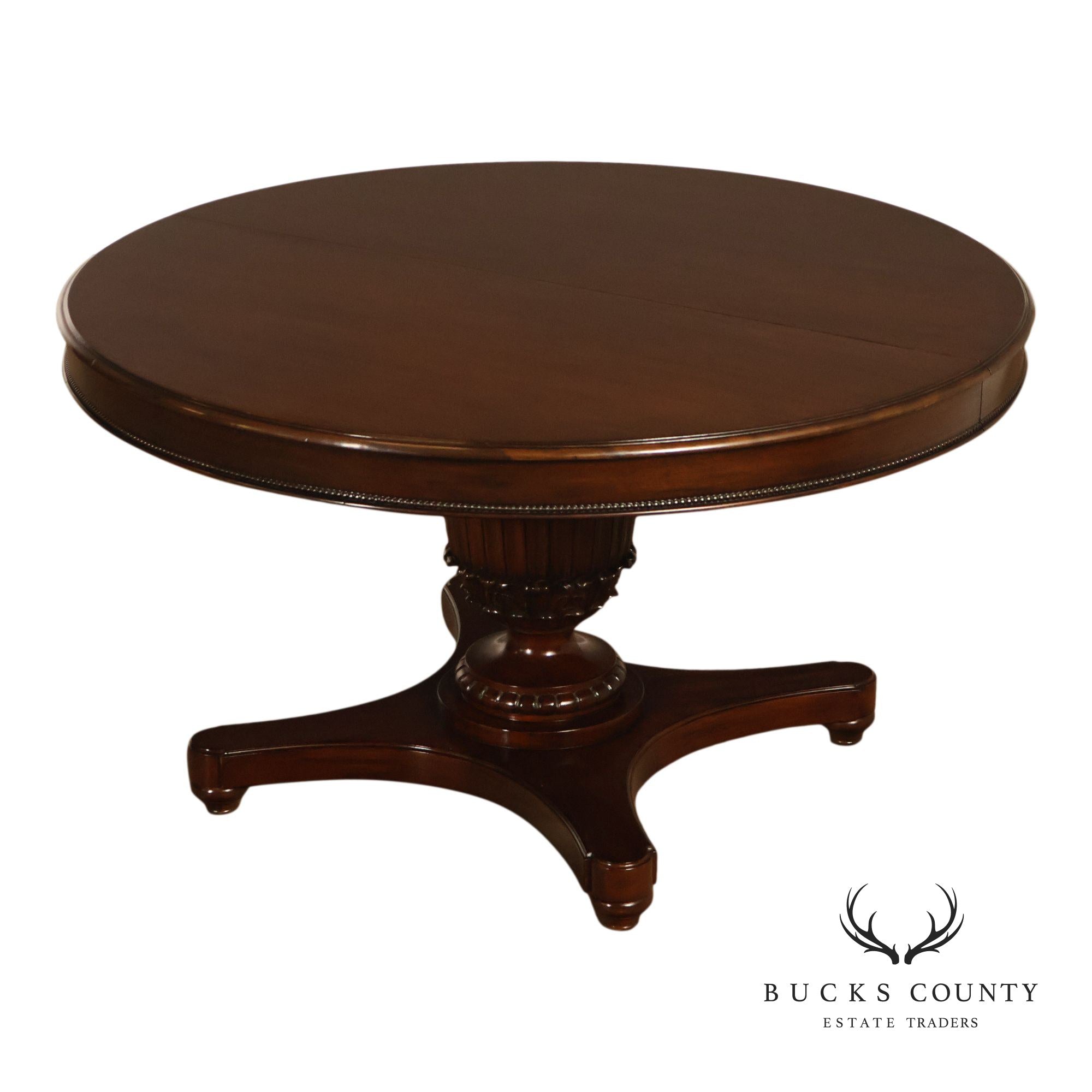 Empire Style 54" Round Mahogany Expandable Pedestal Dining Table