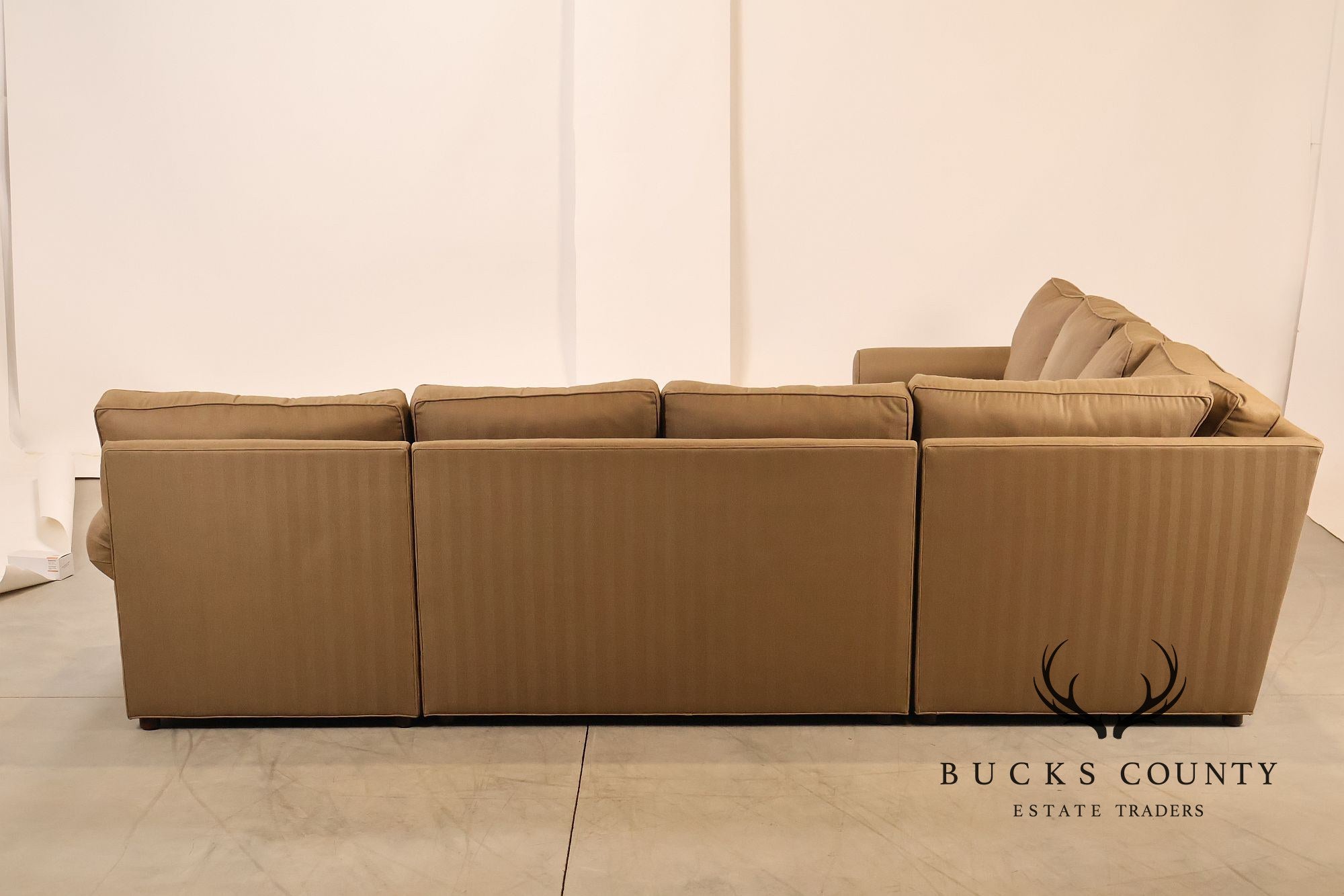 Ethan Allen Upholstered Custom Sectional Sofa With Chaise