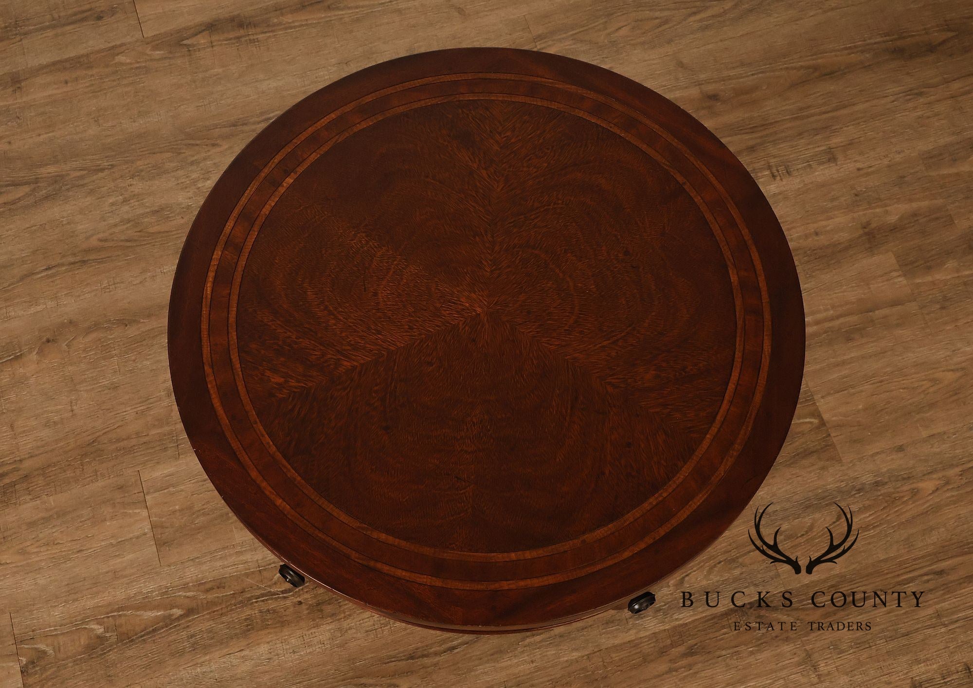 Theodore Alexander Pair of 'Occasionally Italian' Round Mahogany Side Tables