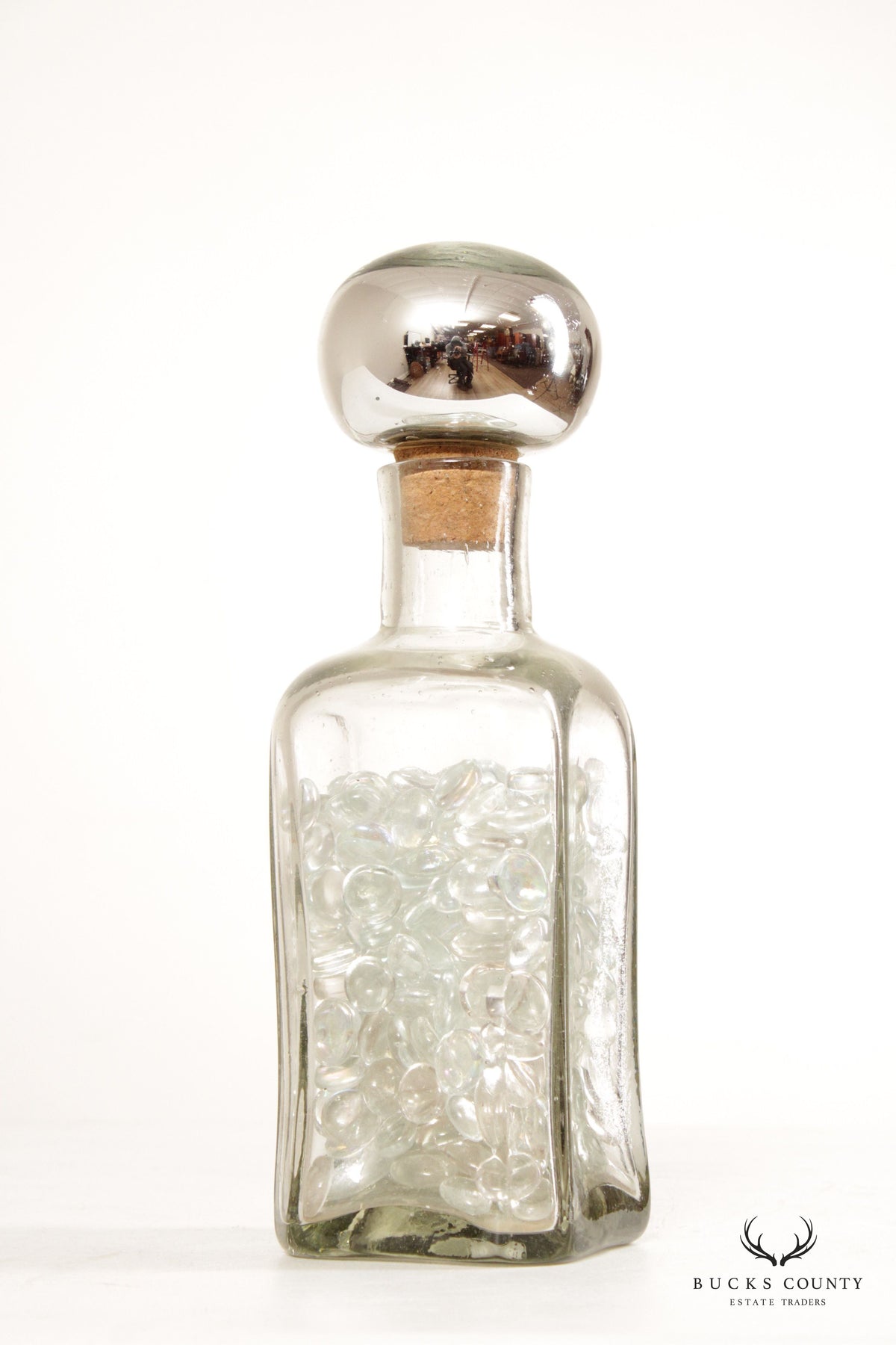 Mexican Vintage Blown Glass Stoppered Bottle or Decanter
