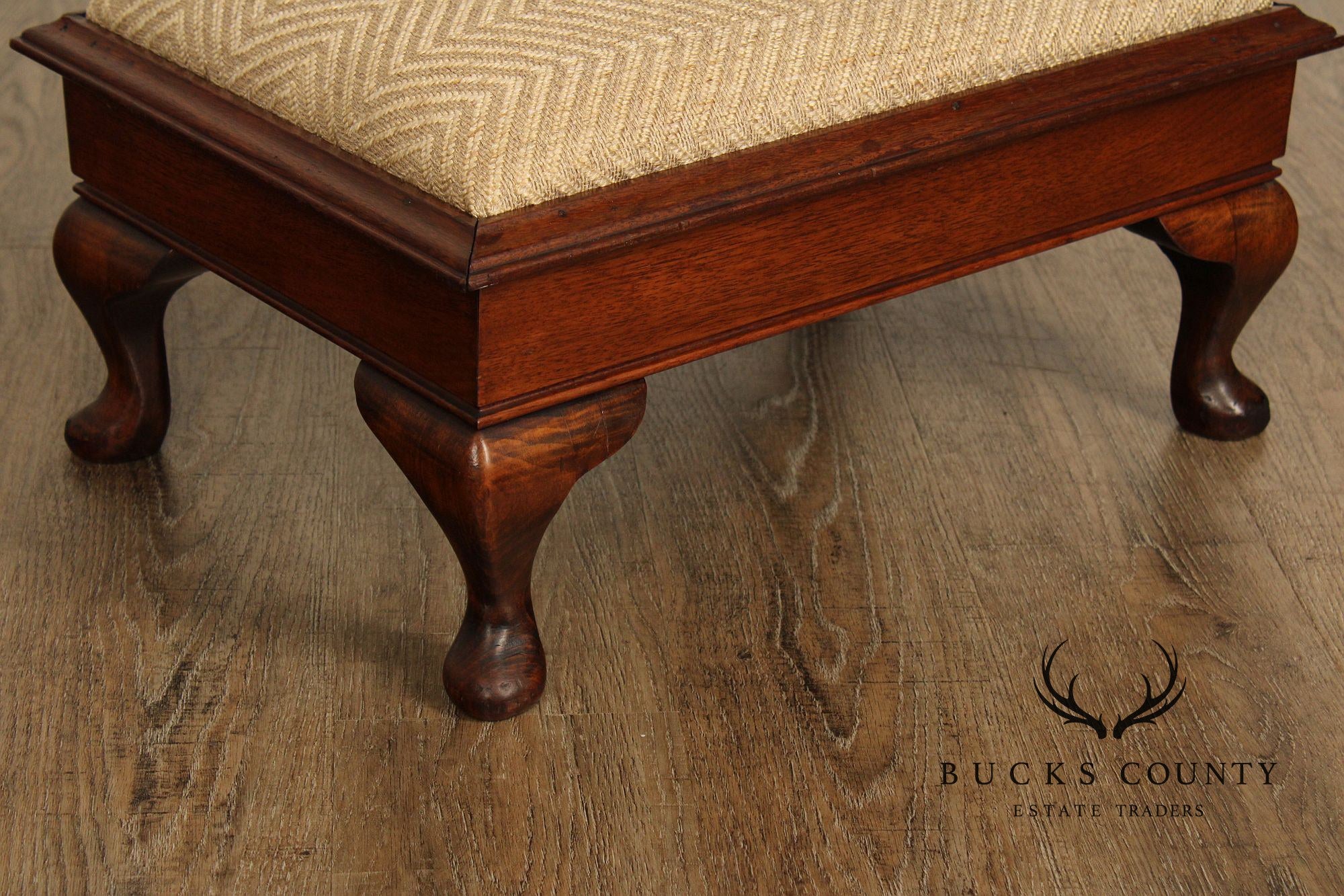Vintage Mahogany Queen Anne Style Footstool