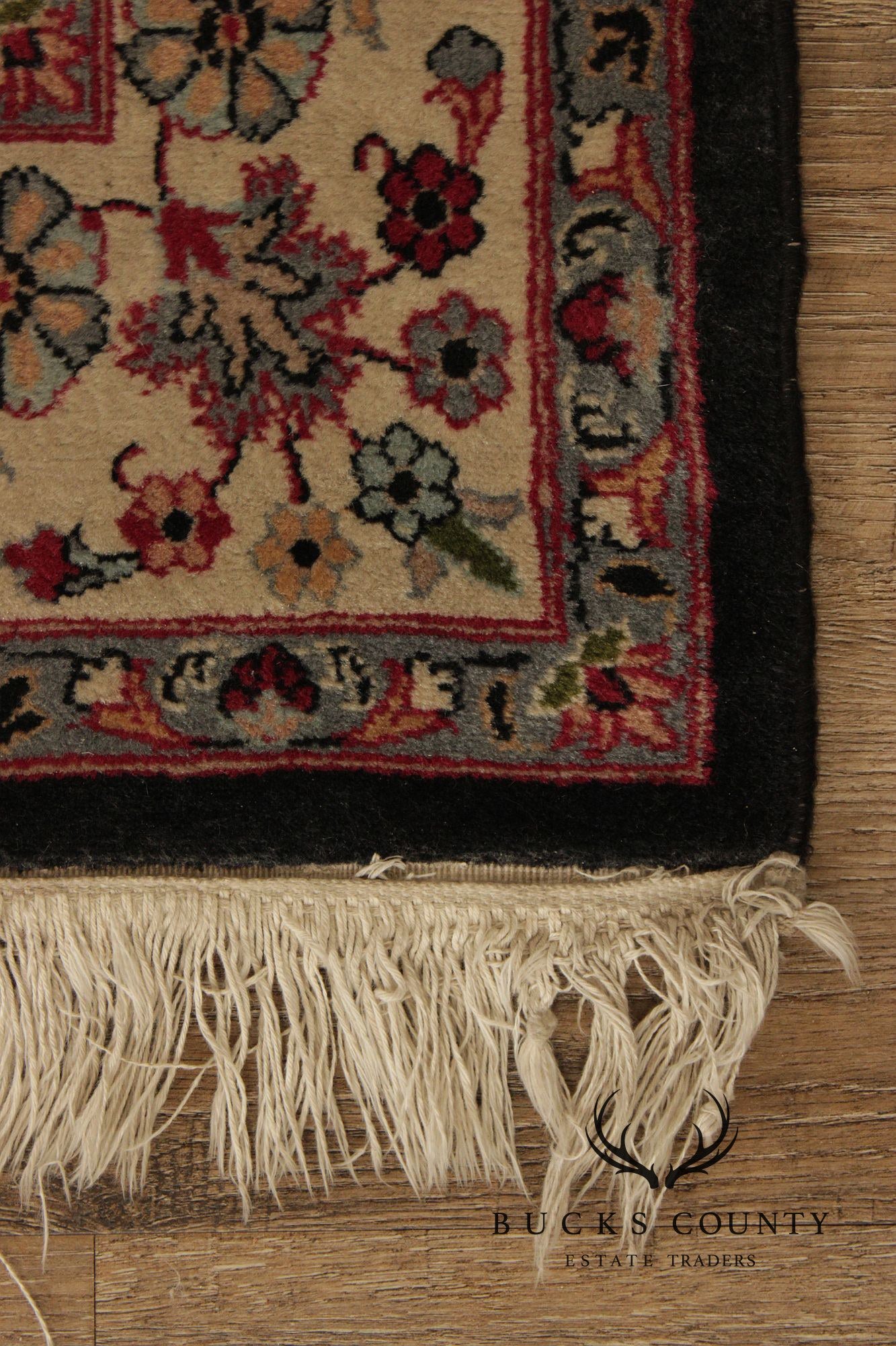 Persian Floral Medallion Style Wool Area Rug With Black Field 4.2 X 6.8