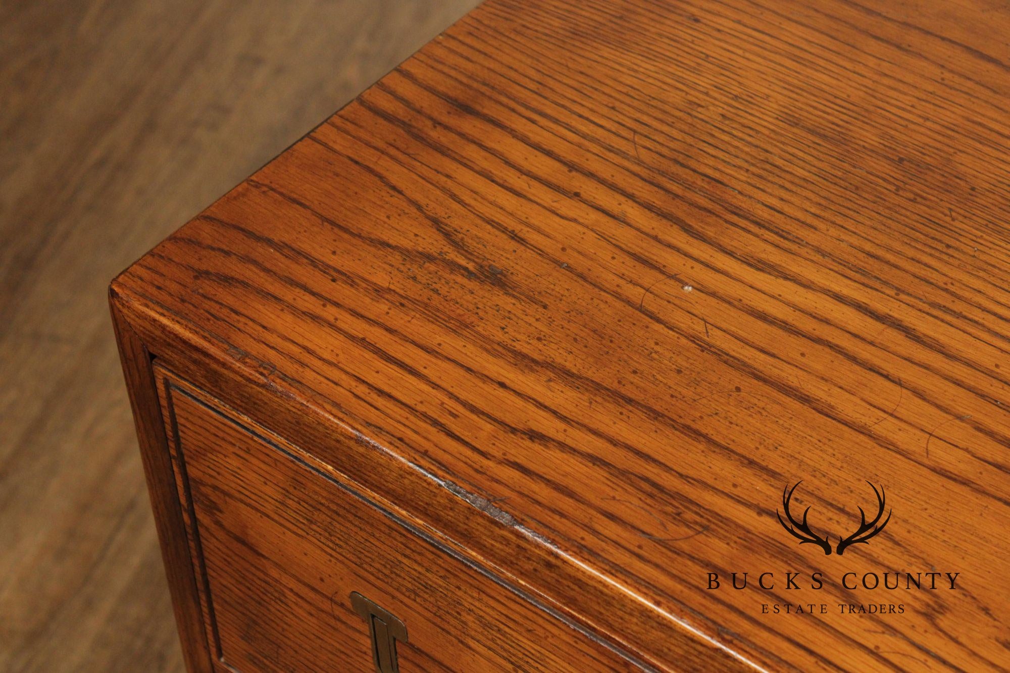 Henredon Campaign Style Oak Triple Dresser