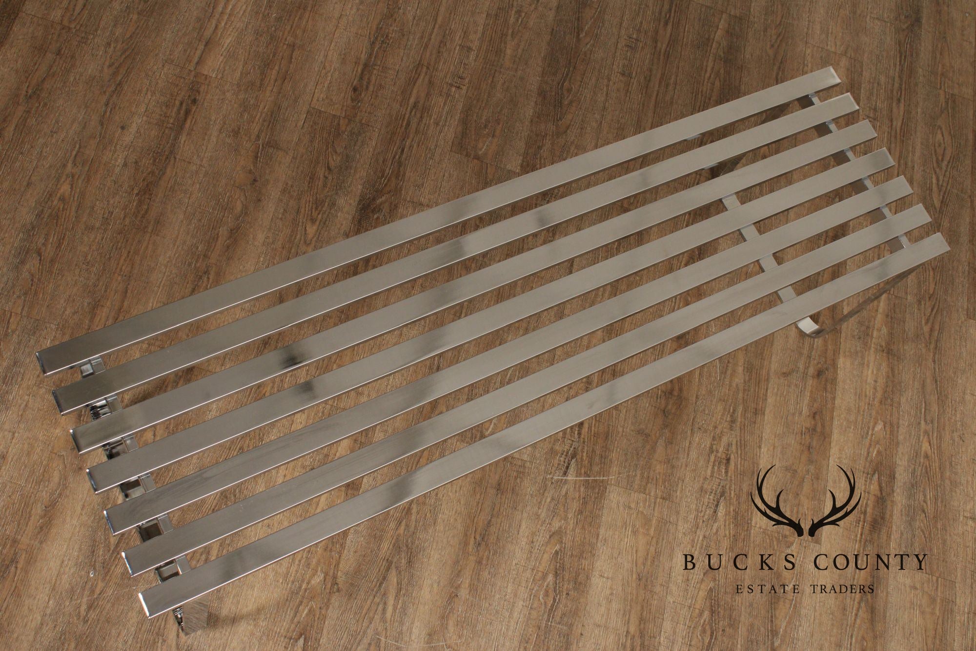 Design Institute of America Modern Slatted Chrome Bench