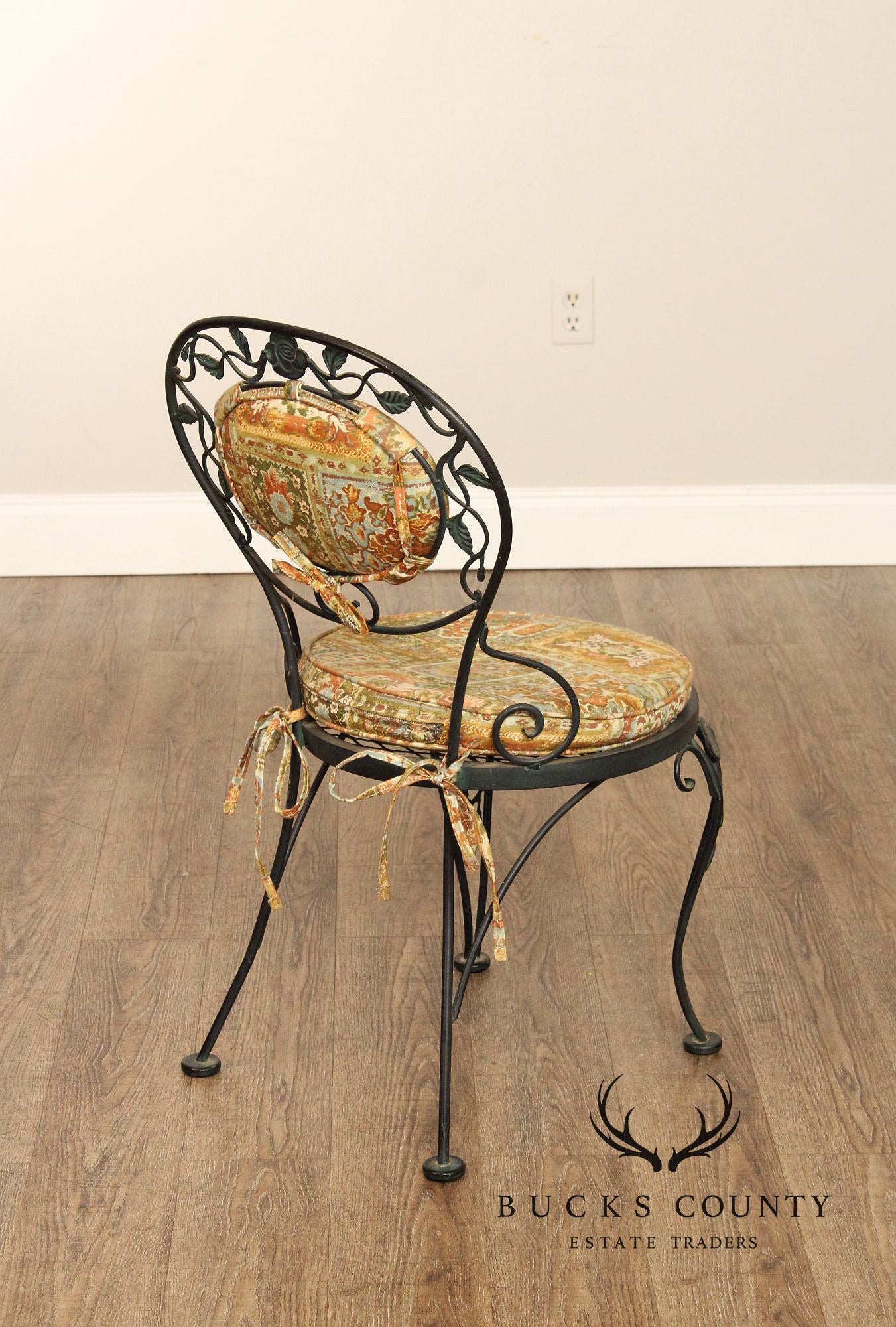 Woodard 'Chantilly Rose' Vintage Set of Six Wrought Iron Dining Chairs