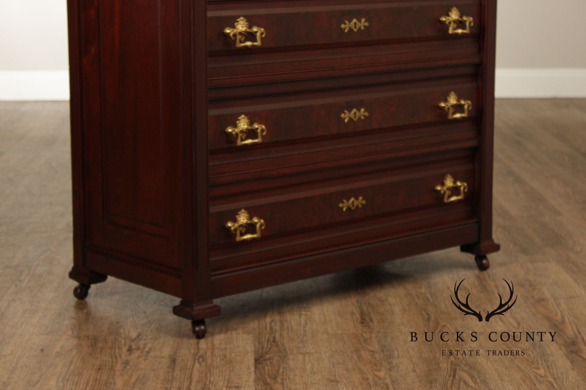 Antique Victorian Mahogany Bonnet Chest With Mirror