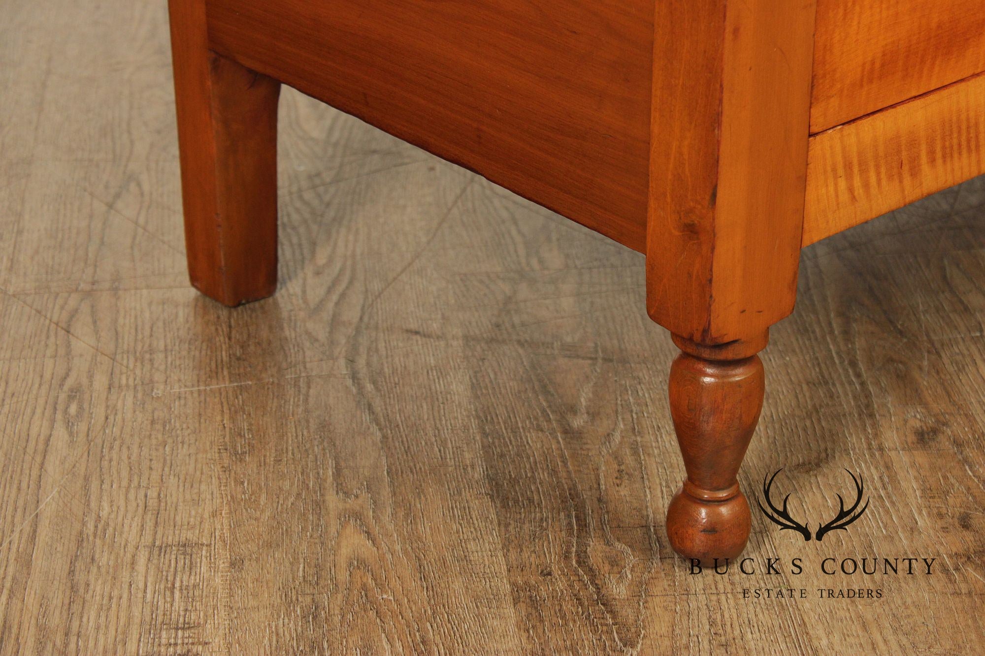 Antique Tiger Maple And Poplar Sheraton Chest Of Drawers