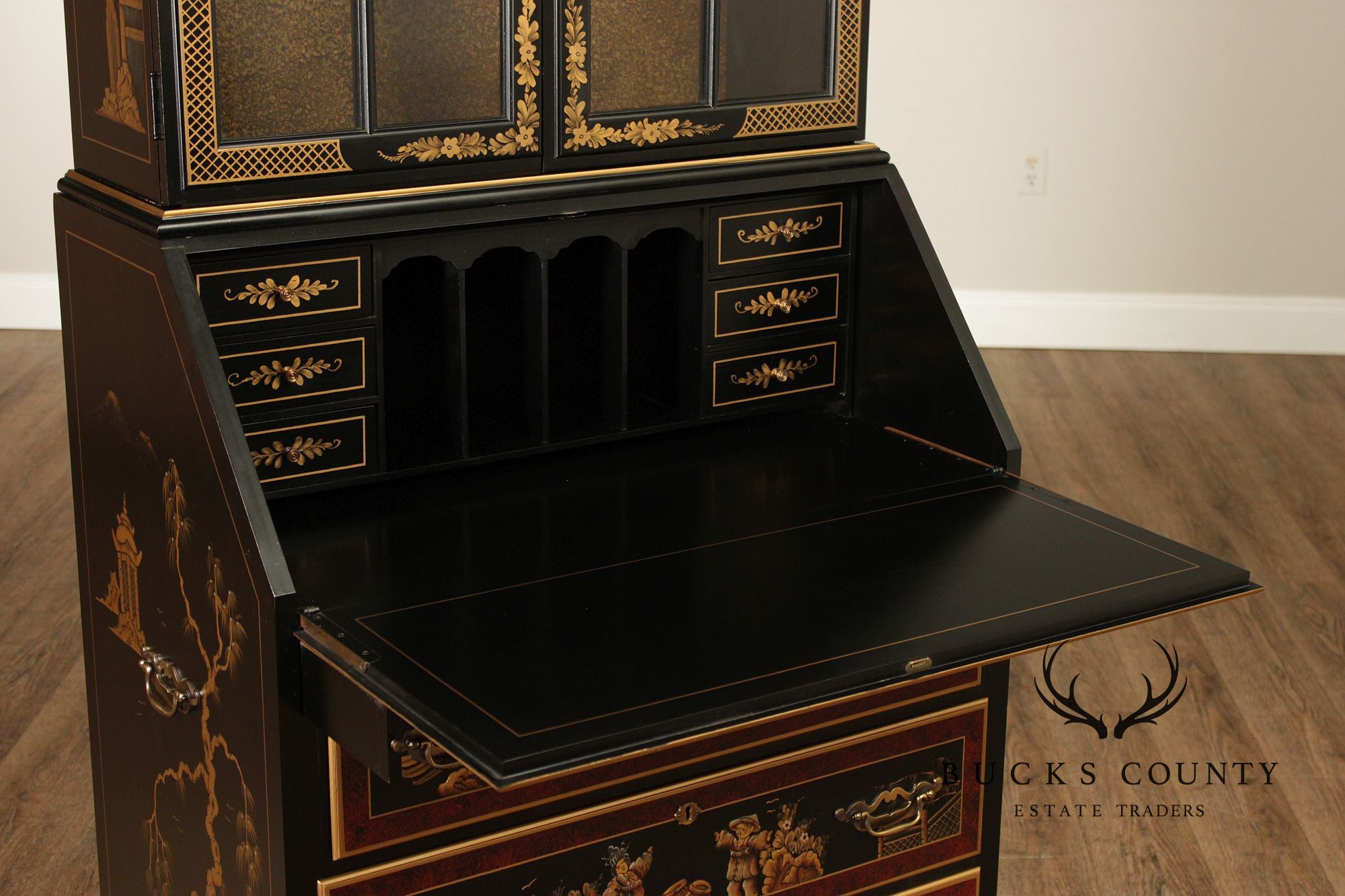 Maddox Colonial Hand Painted Chinoiserie Secretary Desk