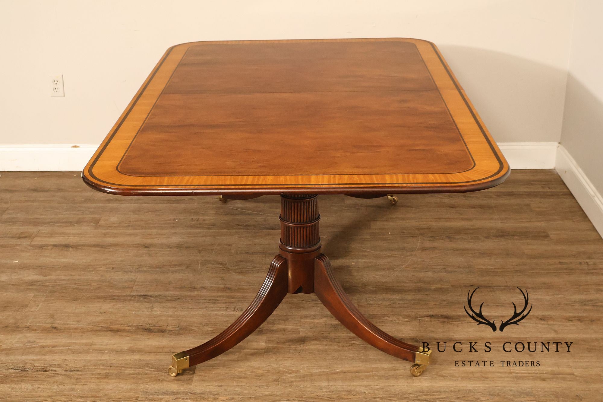 Baker Stately Homes Mahogany Double Pedestal Extendable Dining Table
