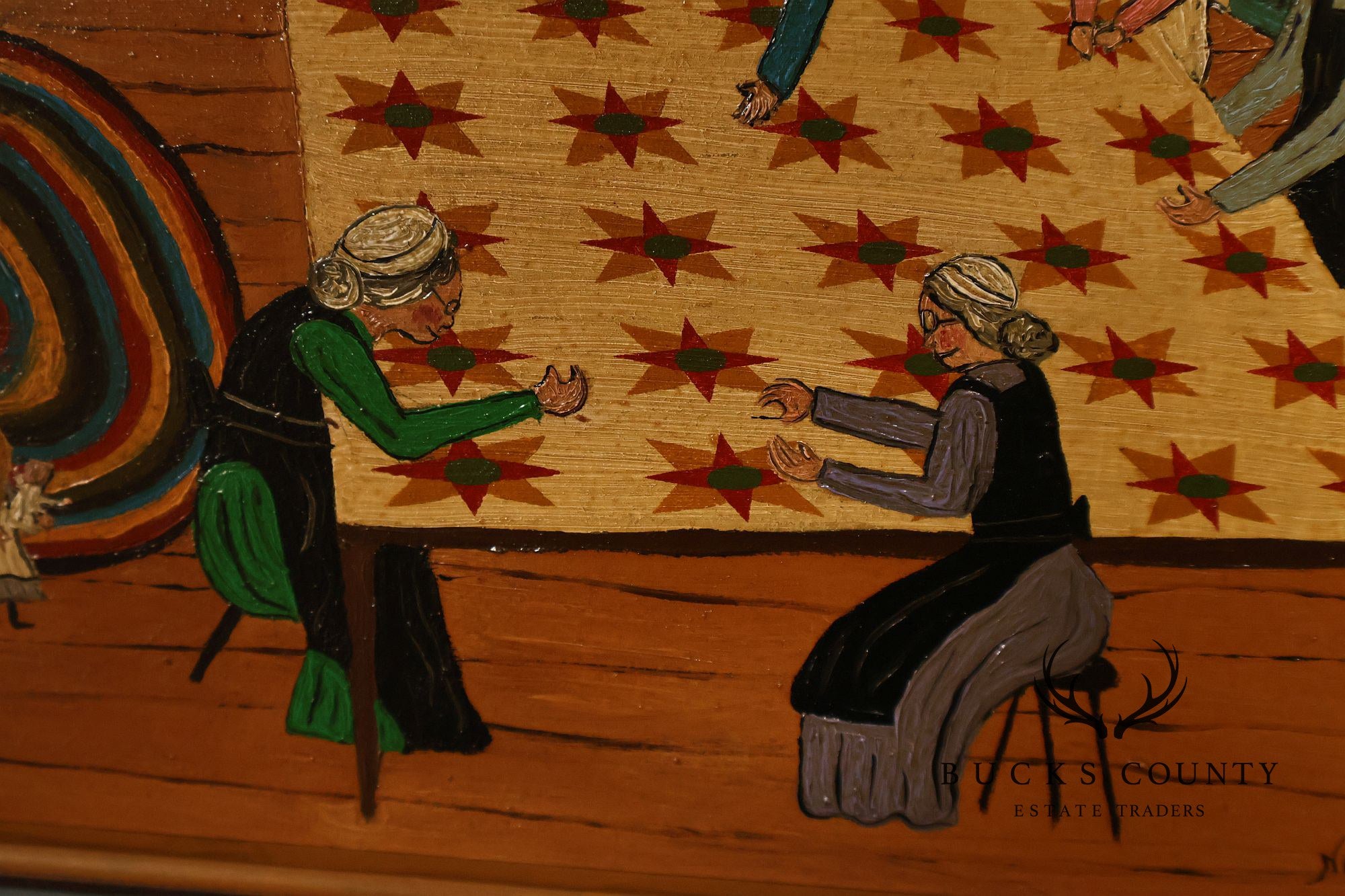 Nadine Hake Buck Folk Art Painting, Home Scene