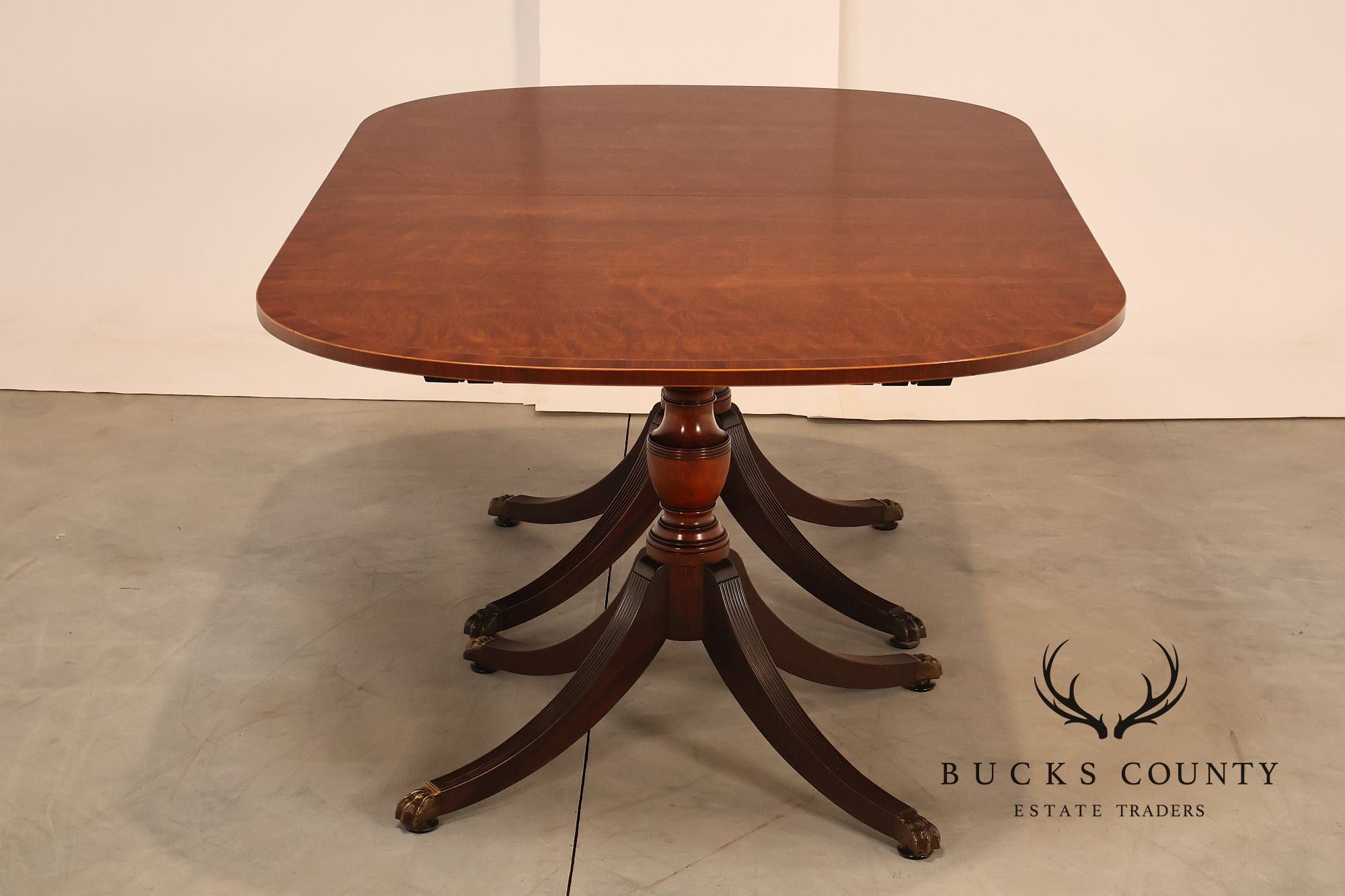 Schmieg & Kotzian Mahogany Double Pedestal Dining Table With 3 Leaves