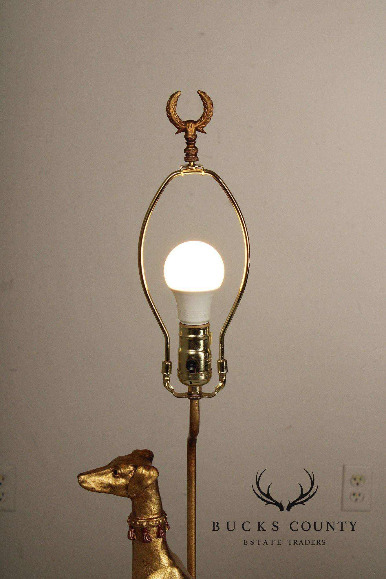 Egyptian Revival Pair Of Gilt Greyhound Table Lamps