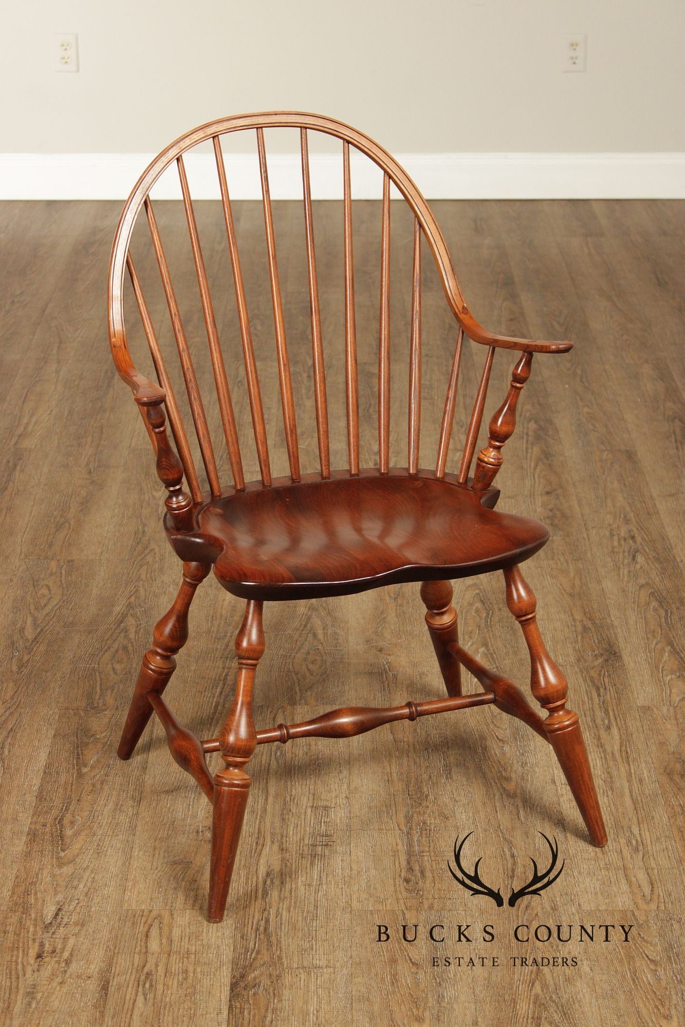 Nichols & Stone Set Of 4 Mixed Wood Windsor Bow Back Armchairs