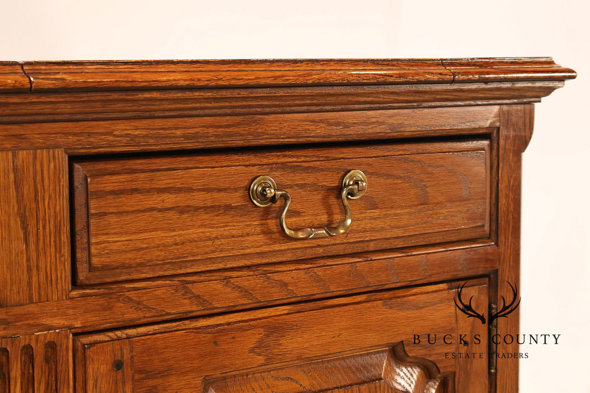Ethan Allen Rustic Style Oak Flip Top Server