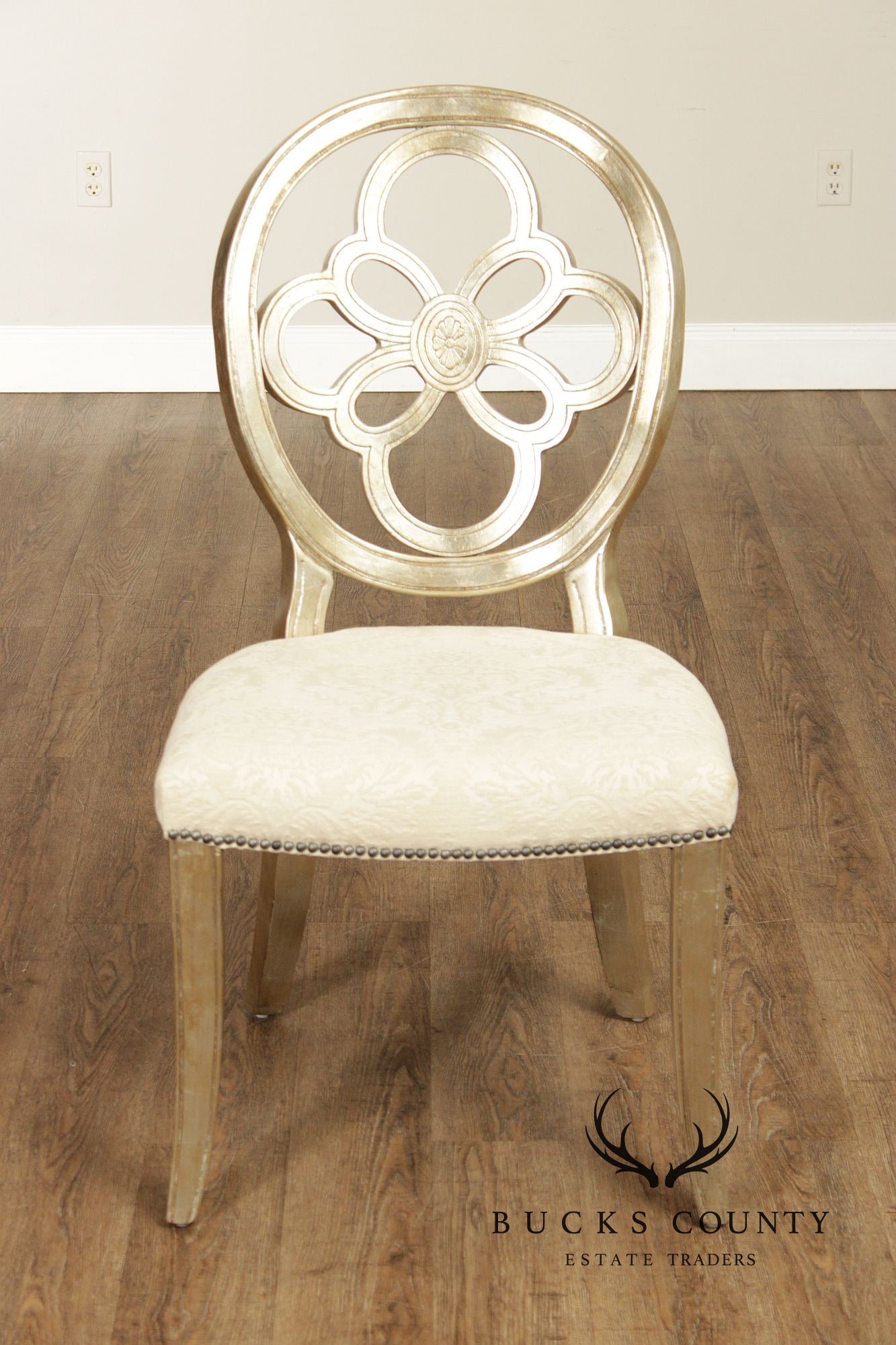 Henredon Set of Four Silver Leaf Side Dining Chairs