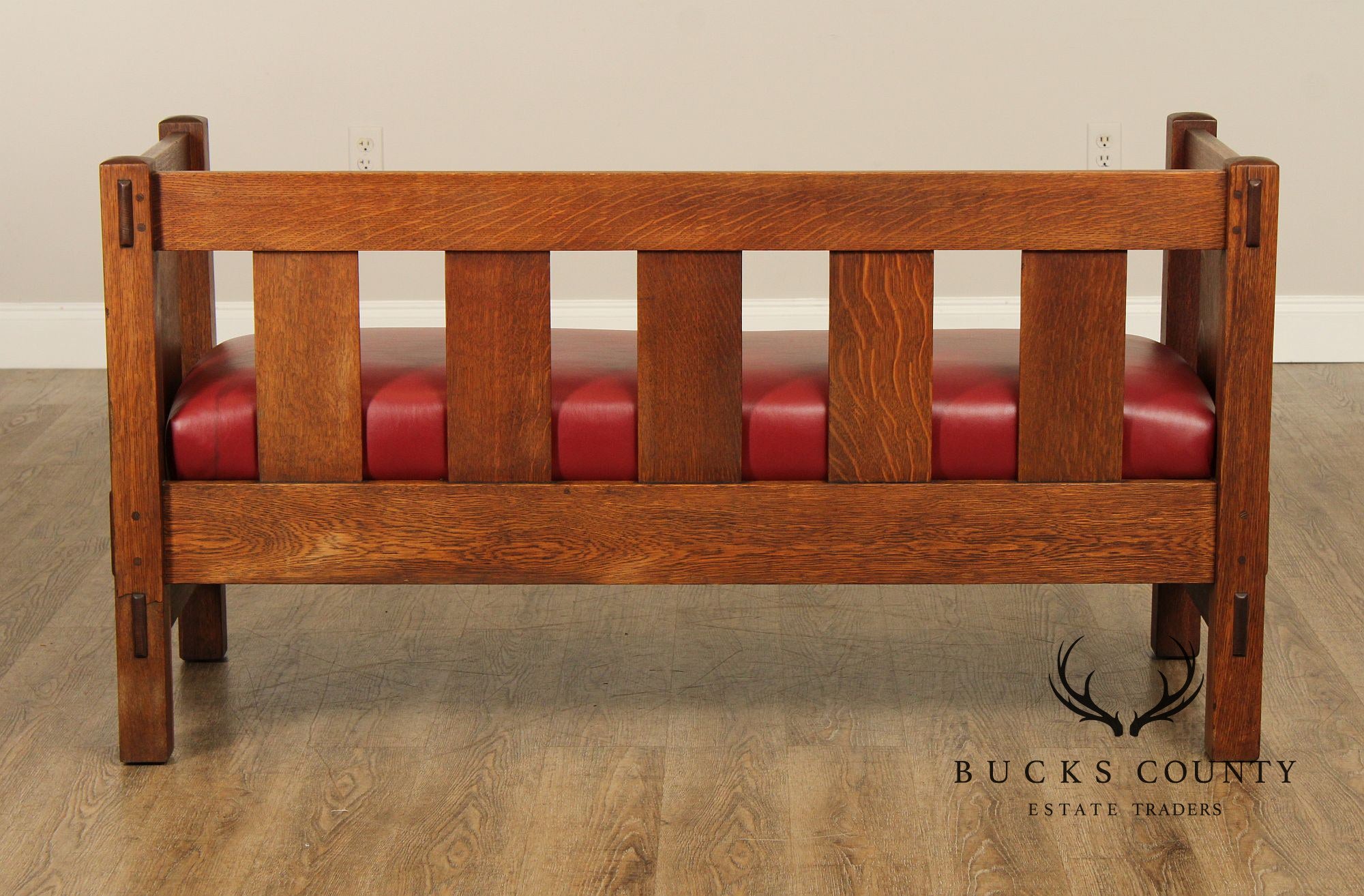 Antique Gustav Stickley Mission Oak Settle Model 205