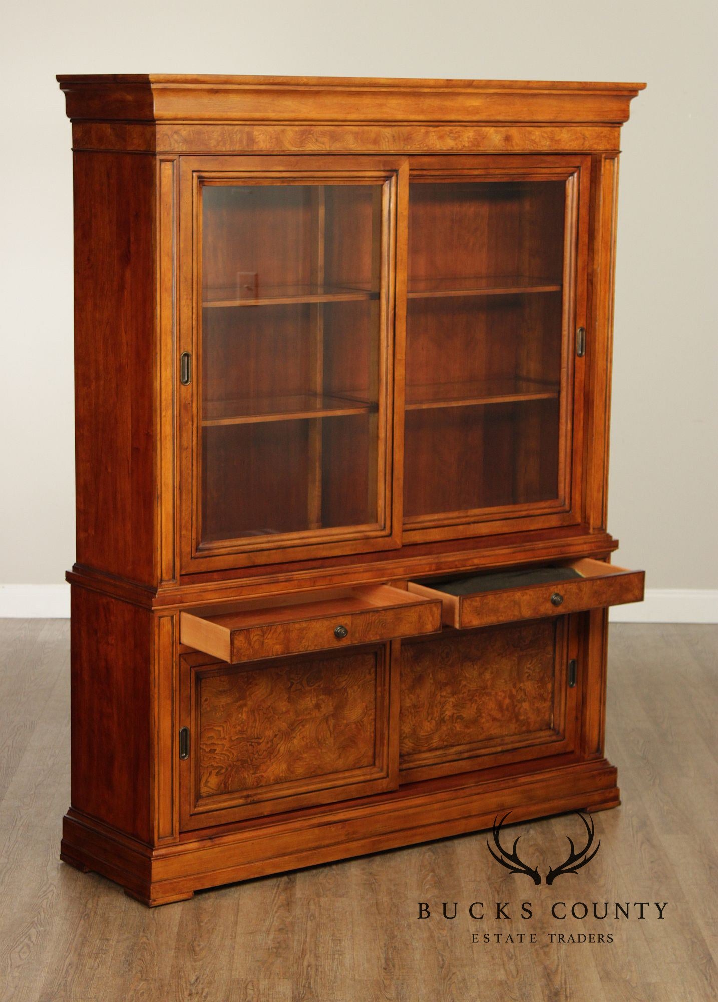 Ethan Allen 'Townhouse' Burlwood Bookcase China Display Cabinet