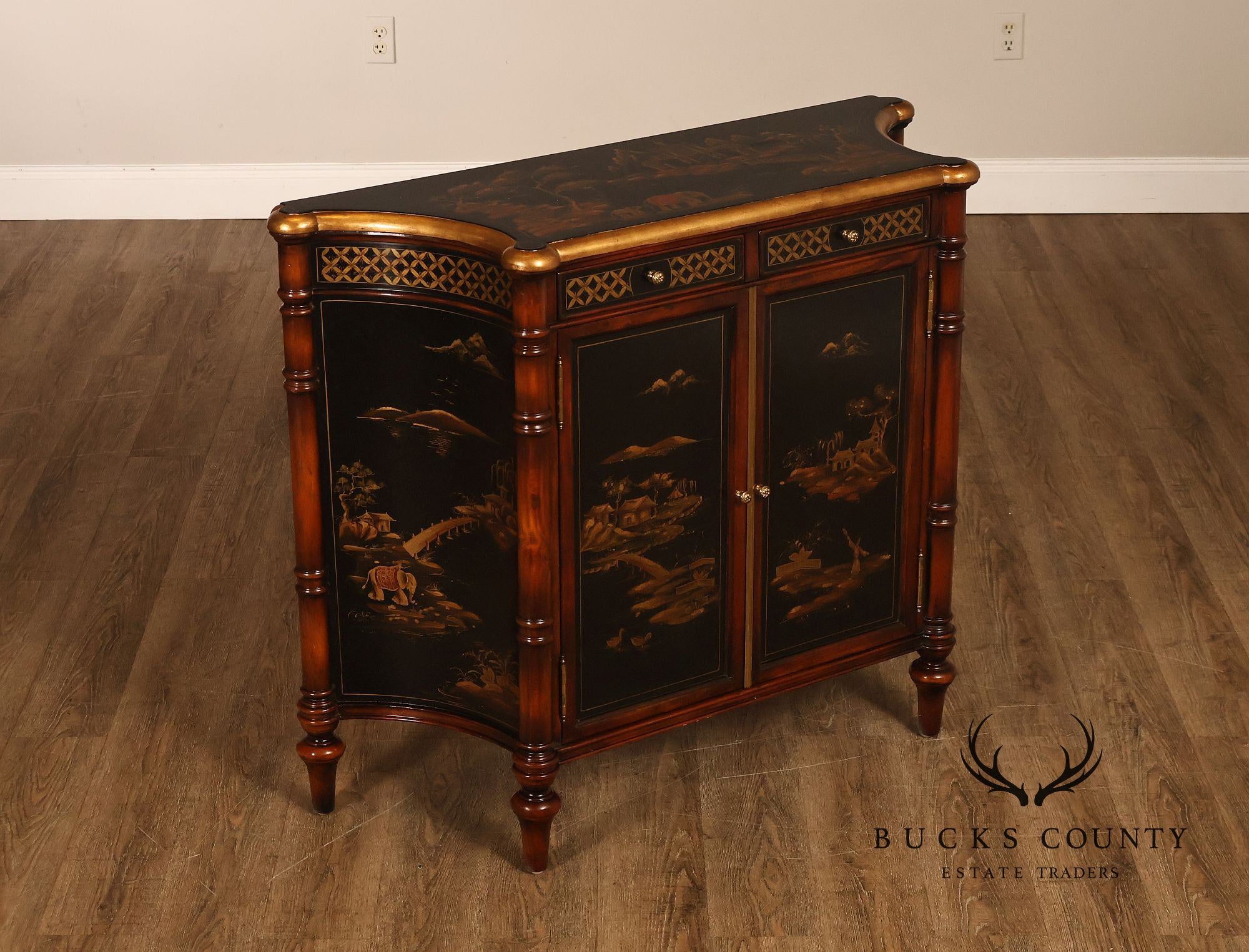 Theodore Alexander Chinoiserie Style Painted Sideboard Cabinet