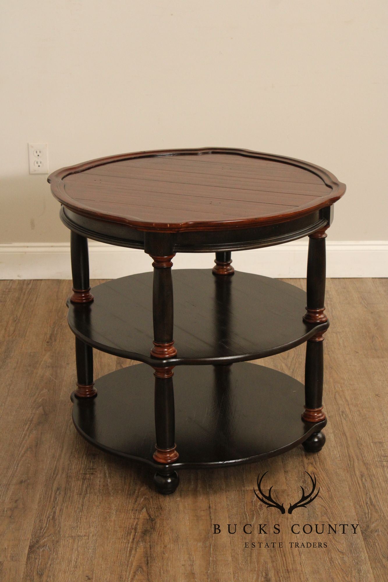 Hekman Round Two-Tone Three-Tier Library Side Table