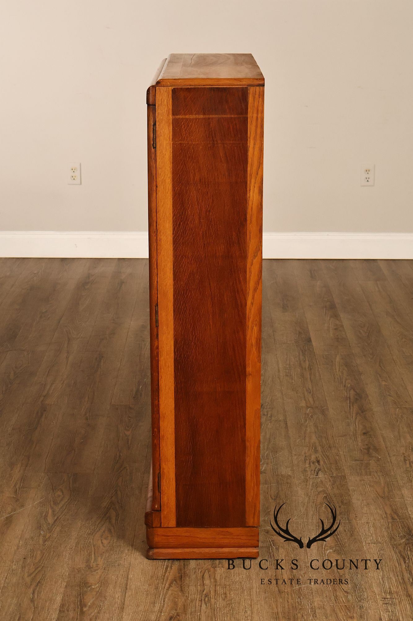 Antique Arts And Crafts Glass Door Oak Bookcase