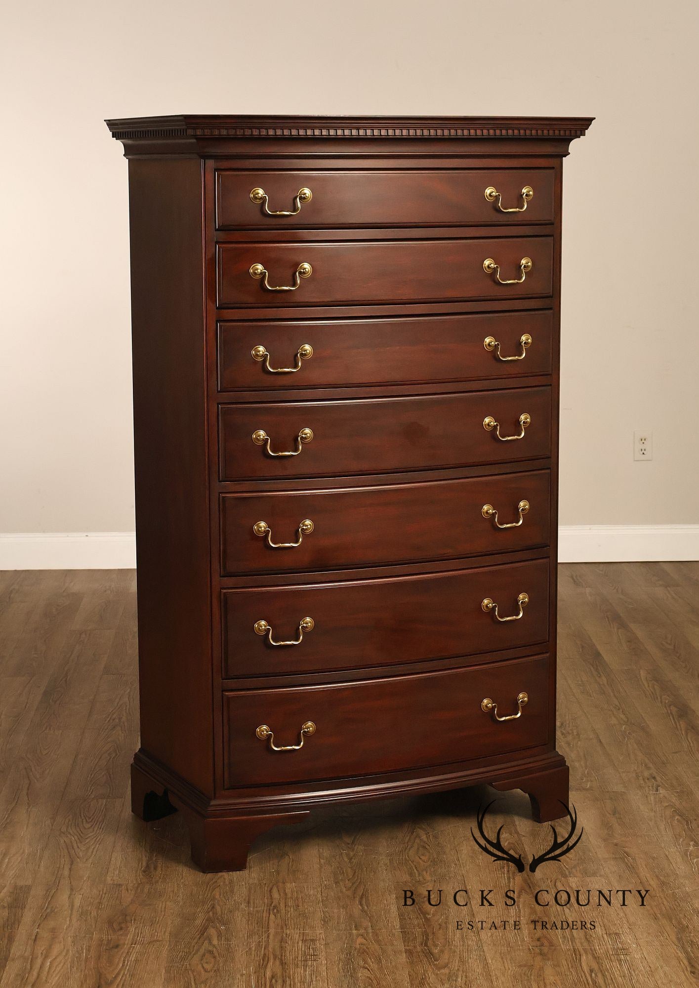 Henkel Harris Mahogany Bowfront Tall Chest