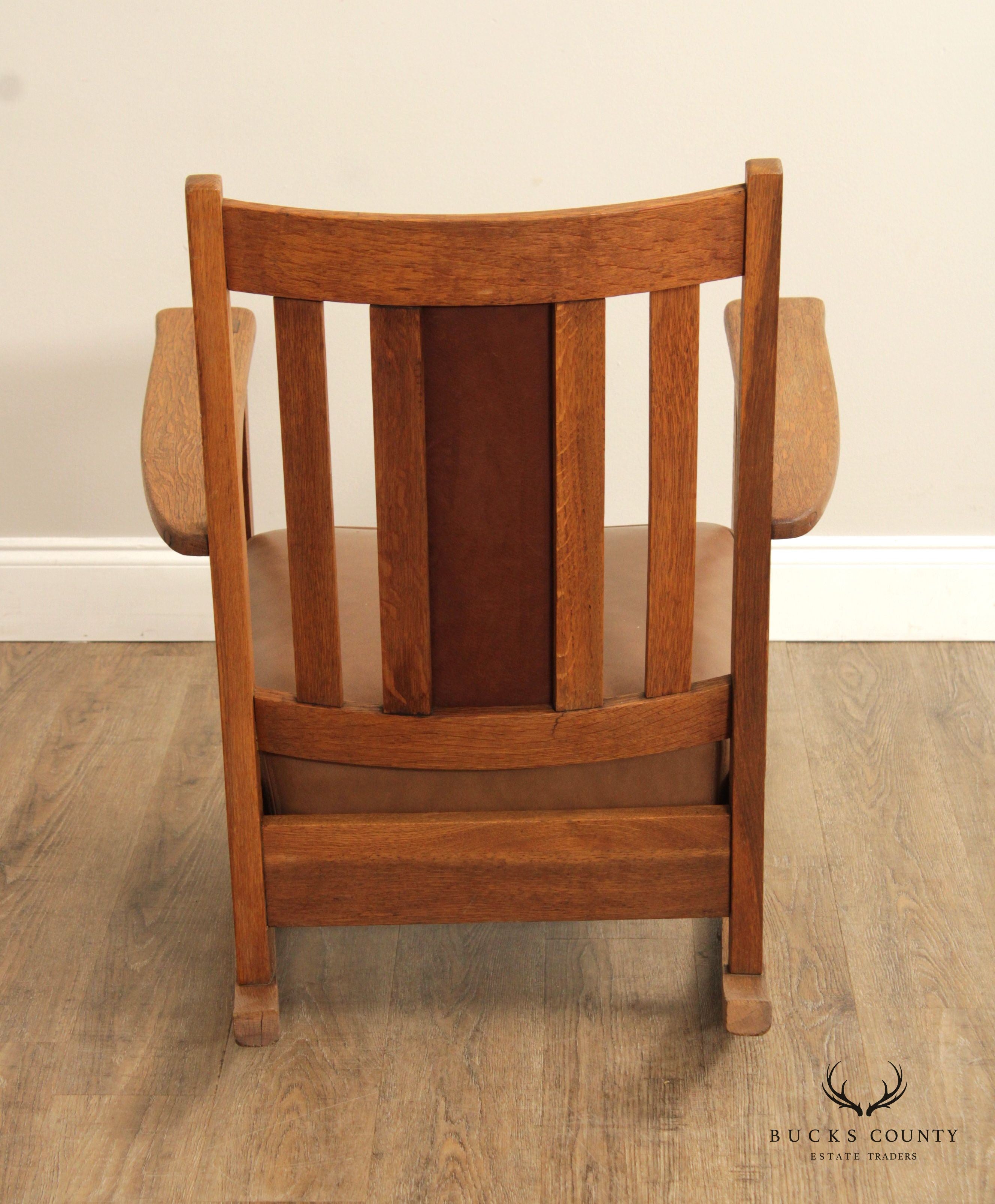 Limbert Mission Inlaid Oak Rocker