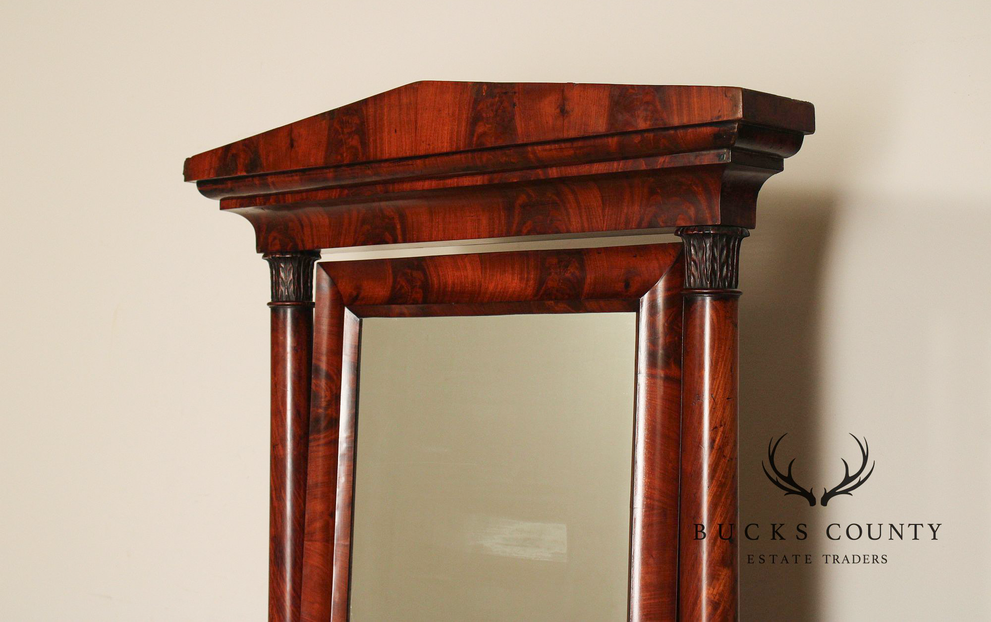 Antique French Empire Mahogany Cheval Mirror