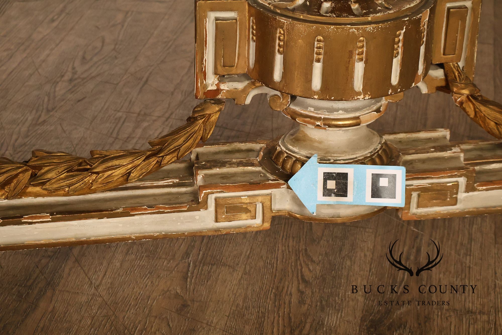 Louis XV Style Giltwood And Painted Demilune Marble Top Console Table