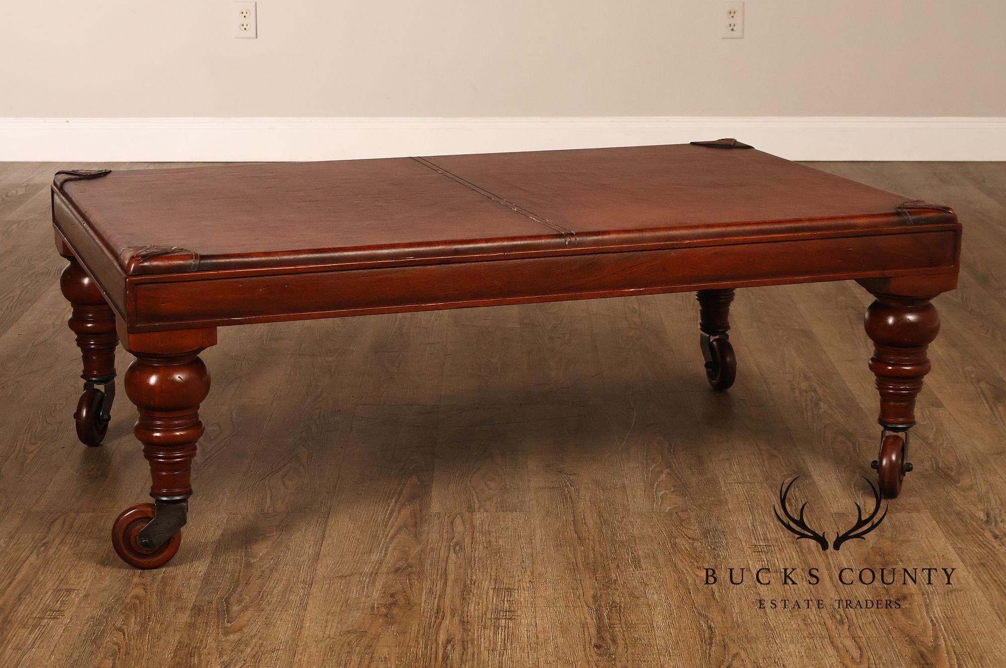 South Cone Company Traditional LeatherTop Coffee Table On Casters