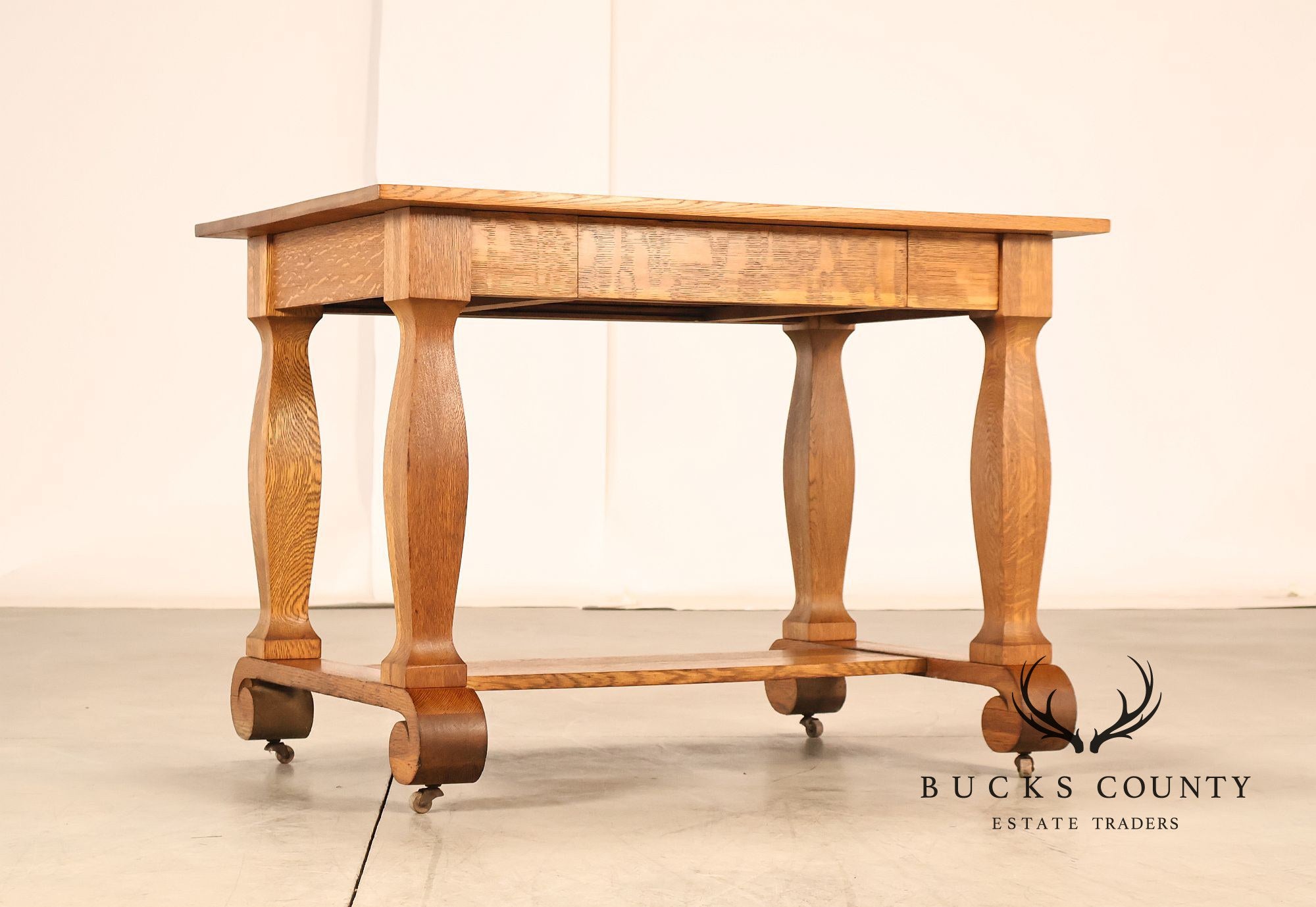 Empire Style Antique Oak Library Table