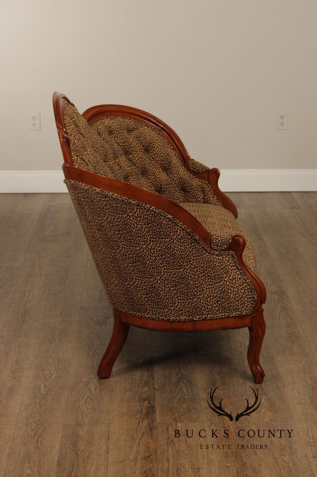 Antique Victorian Carved Walnut Frame Tufted Sofa