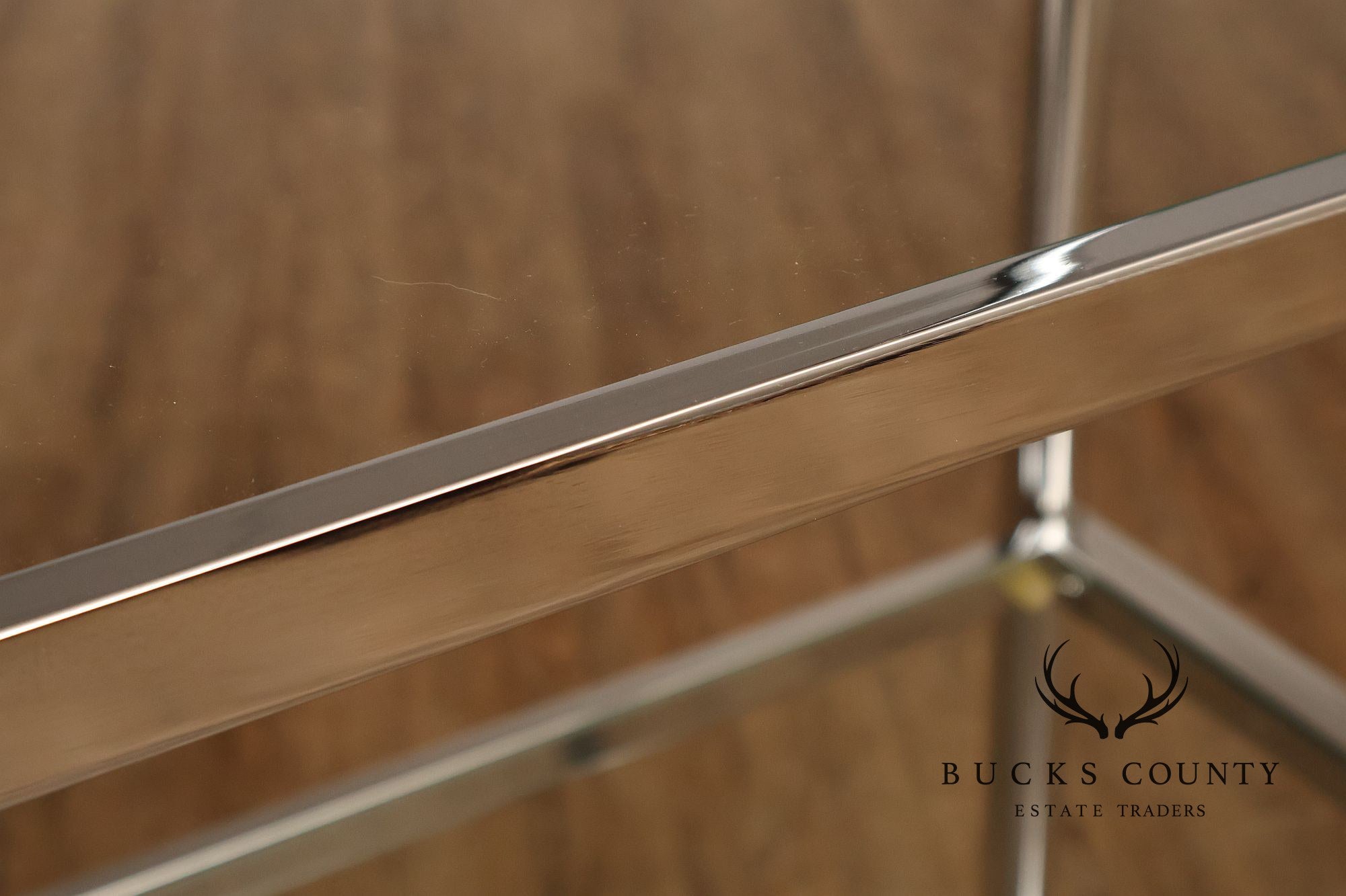 Italian Regency Style Chrome and Glass Etagere Shelf