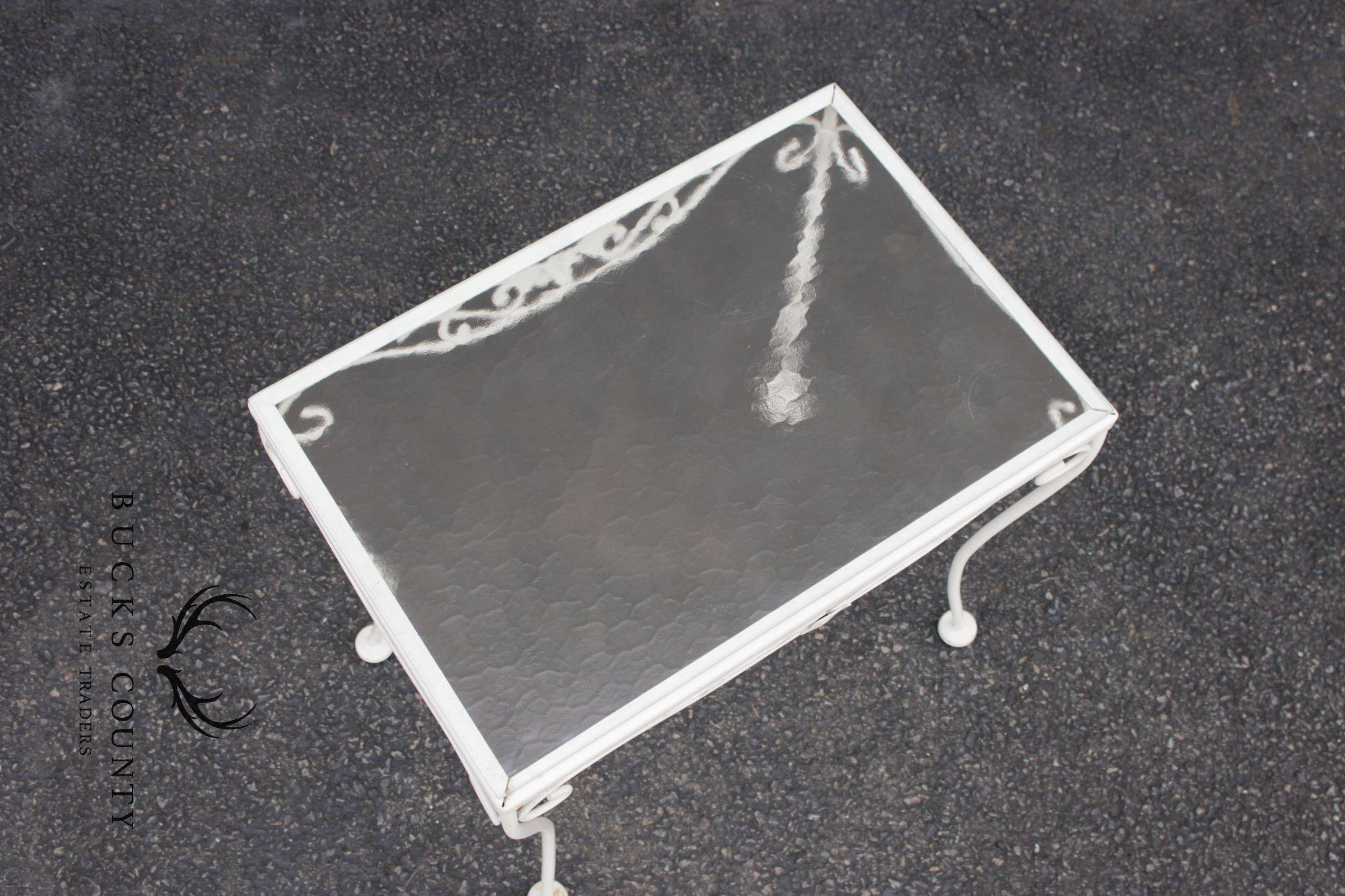 Vintage Wrought Iron And Glass Patio Side Table