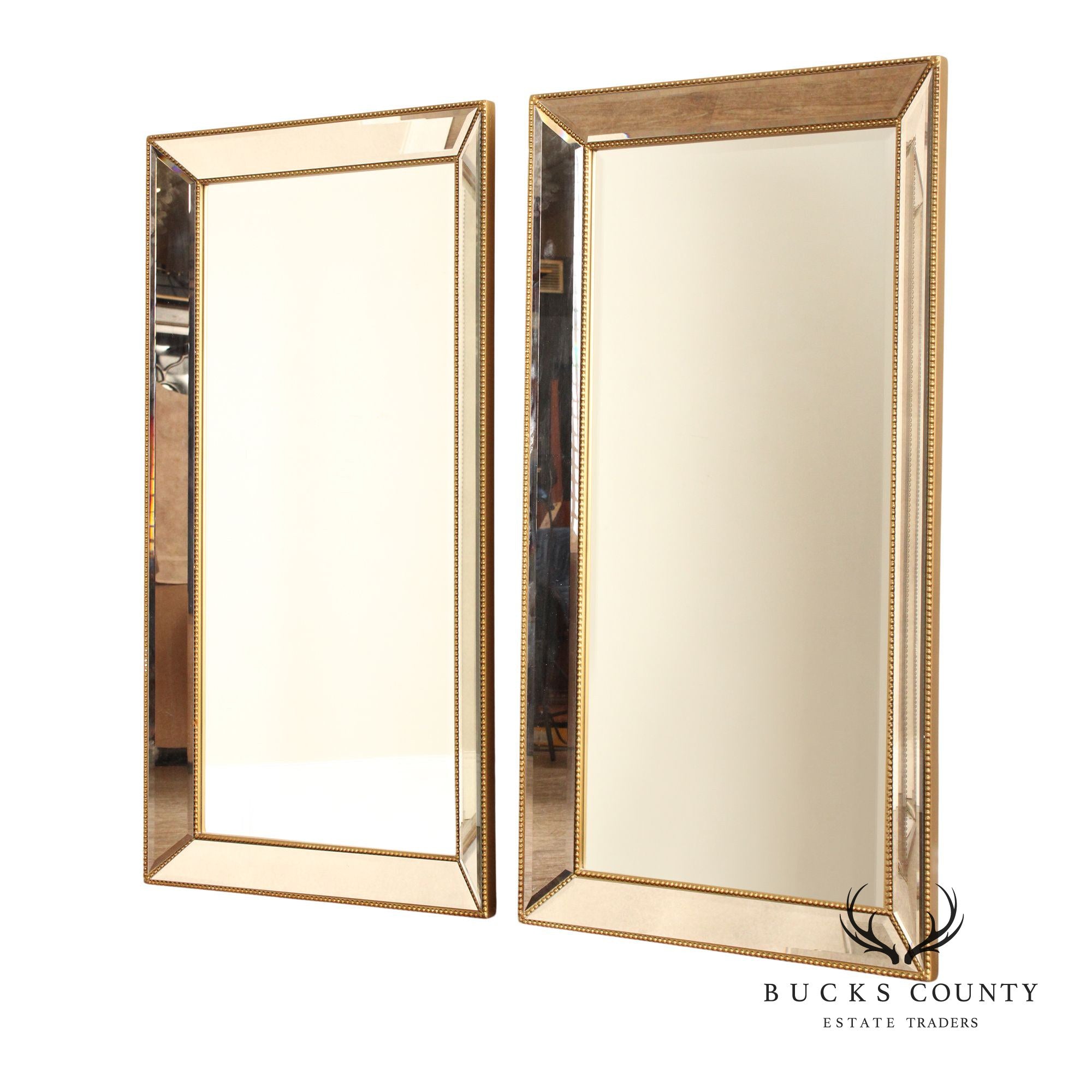 Bassett Mirror Co. Hollywood Regency Style Pair of Beaded Wall Mirrors