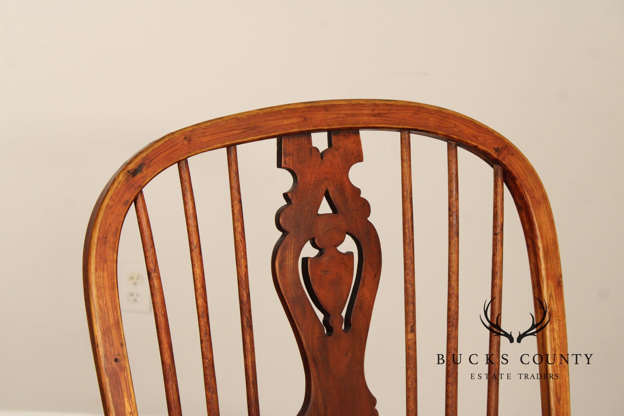 Antique Windsor Style High Back Armchair With Saddle Seat