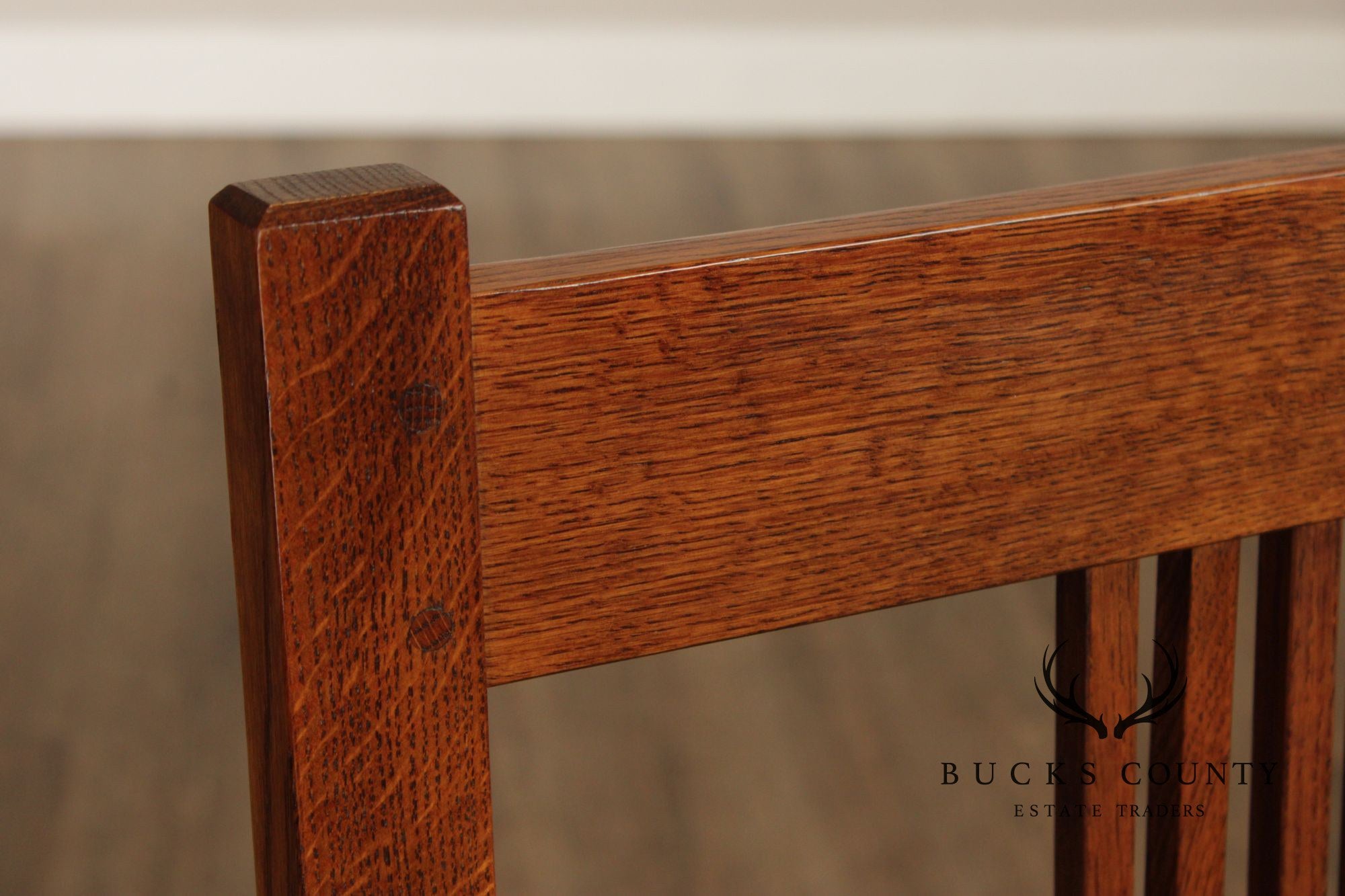 Stickley Mission Collection Oak And Leather Spindle Settee