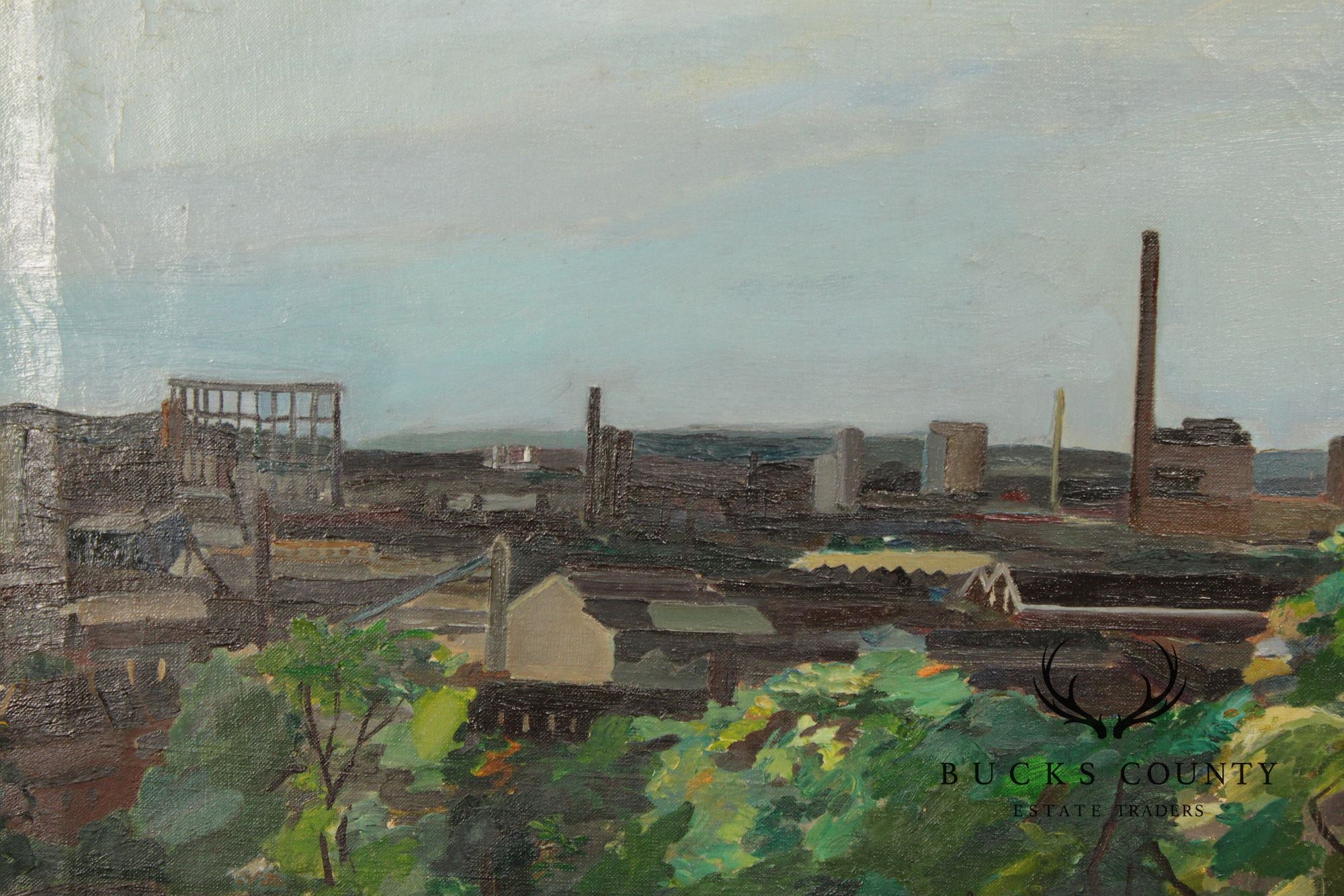 Ben Levene Original Oil Painting, Industrial Landscape