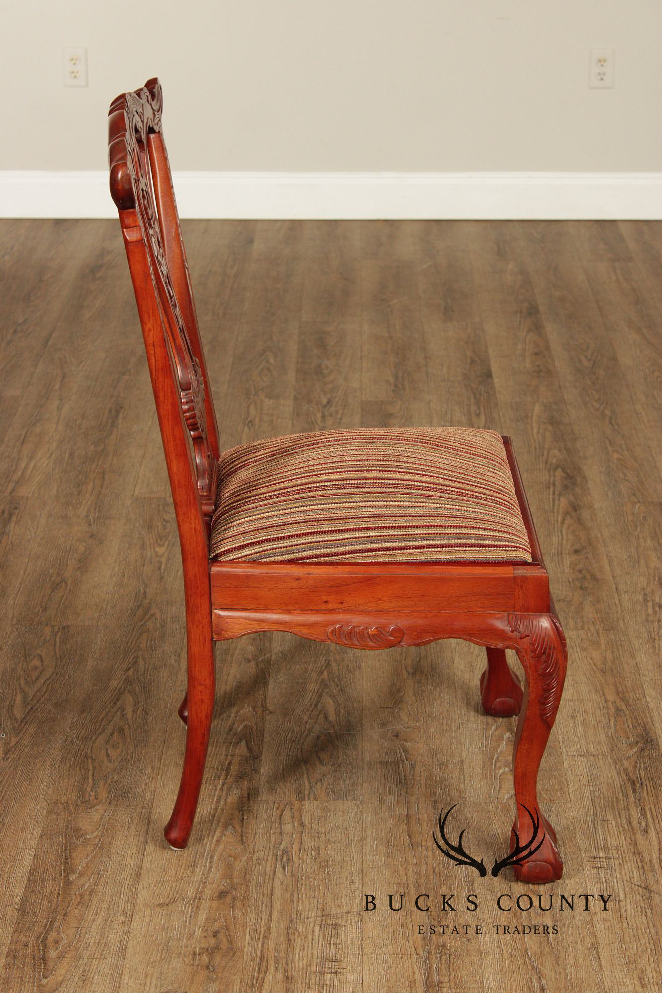 Chippendale Style Set of Four Carved Mahogany Dining Chairs