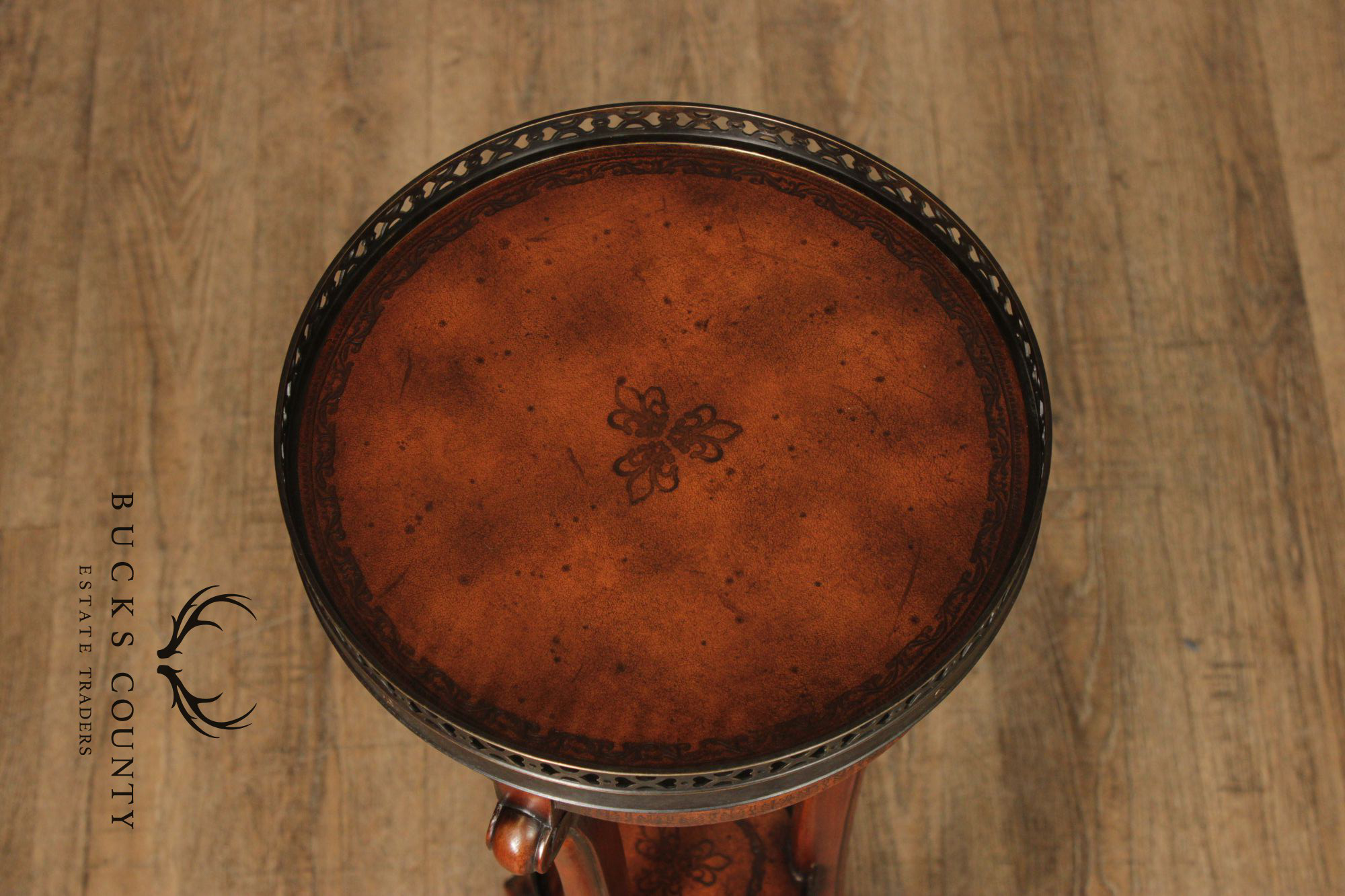 Theodore Alexander Pair of Two-Tier Leather Pedestals